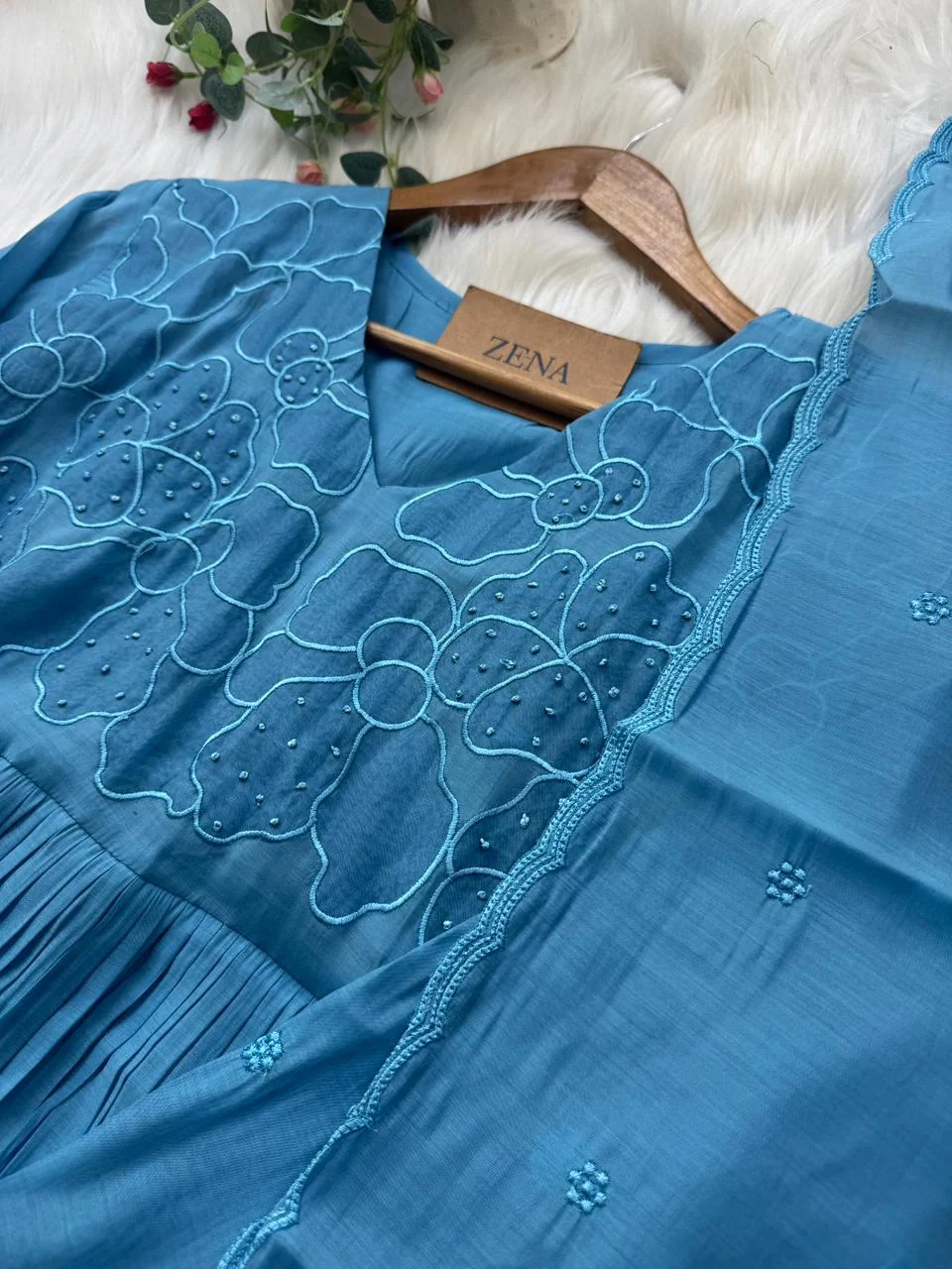 ✨ Mul Chanderi Appliqué Work Kurti Set ✨ - Image 5