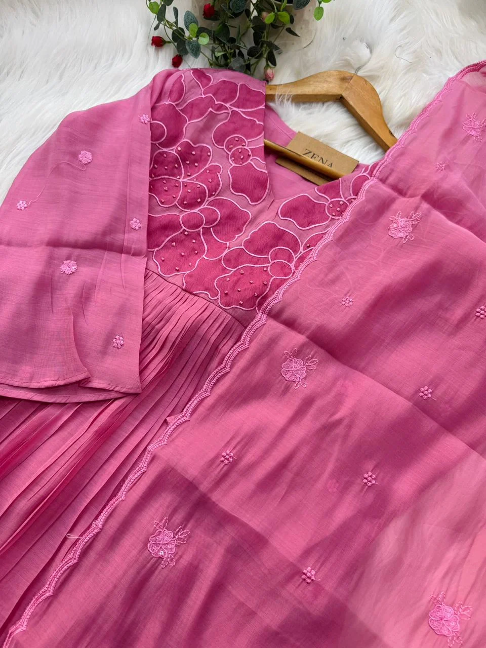 ✨ Mul Chanderi Appliqué Work Kurti Set ✨ - Image 7