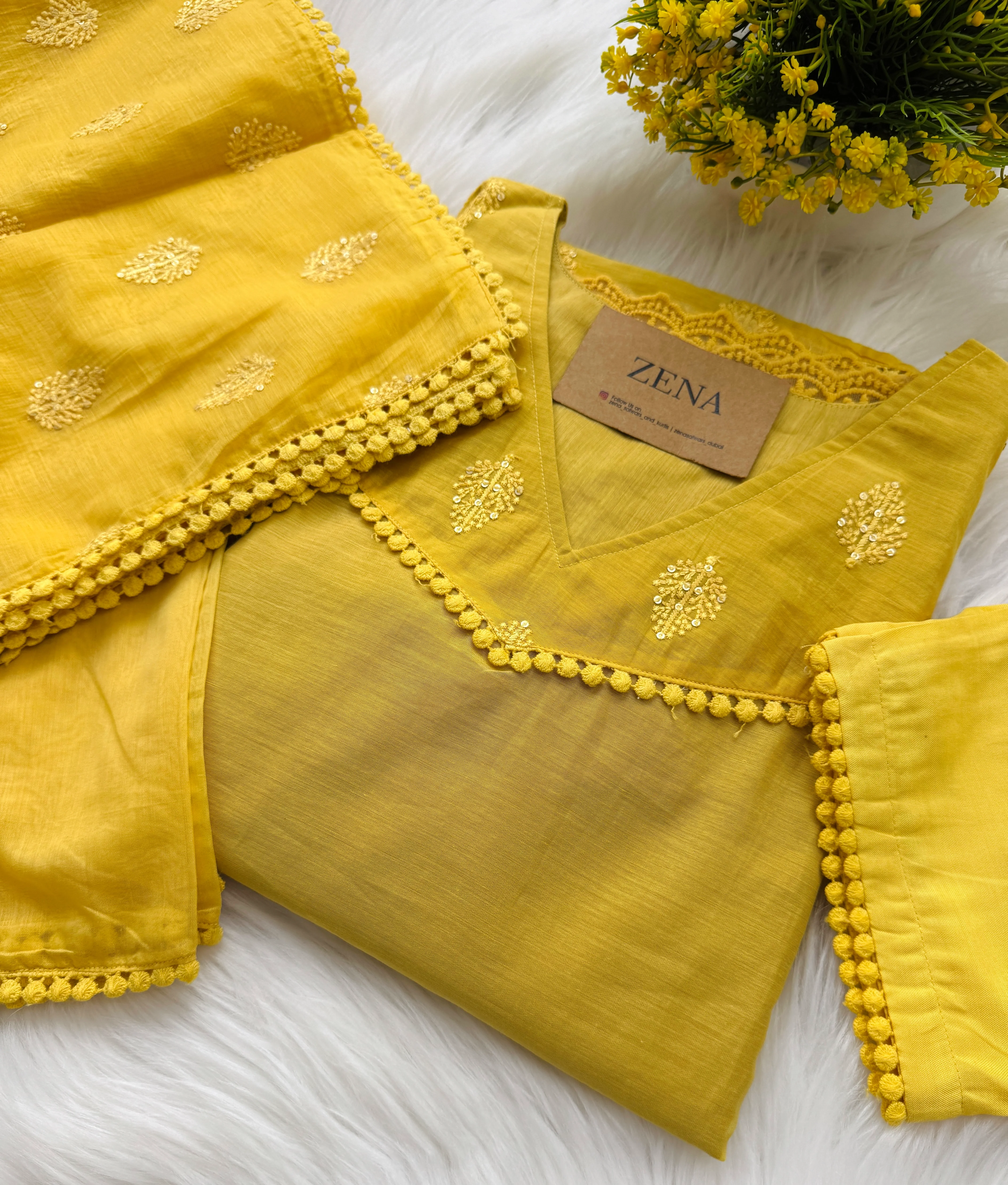 β¨ Mul Chanderi Embroidered Anarkali Set β¨