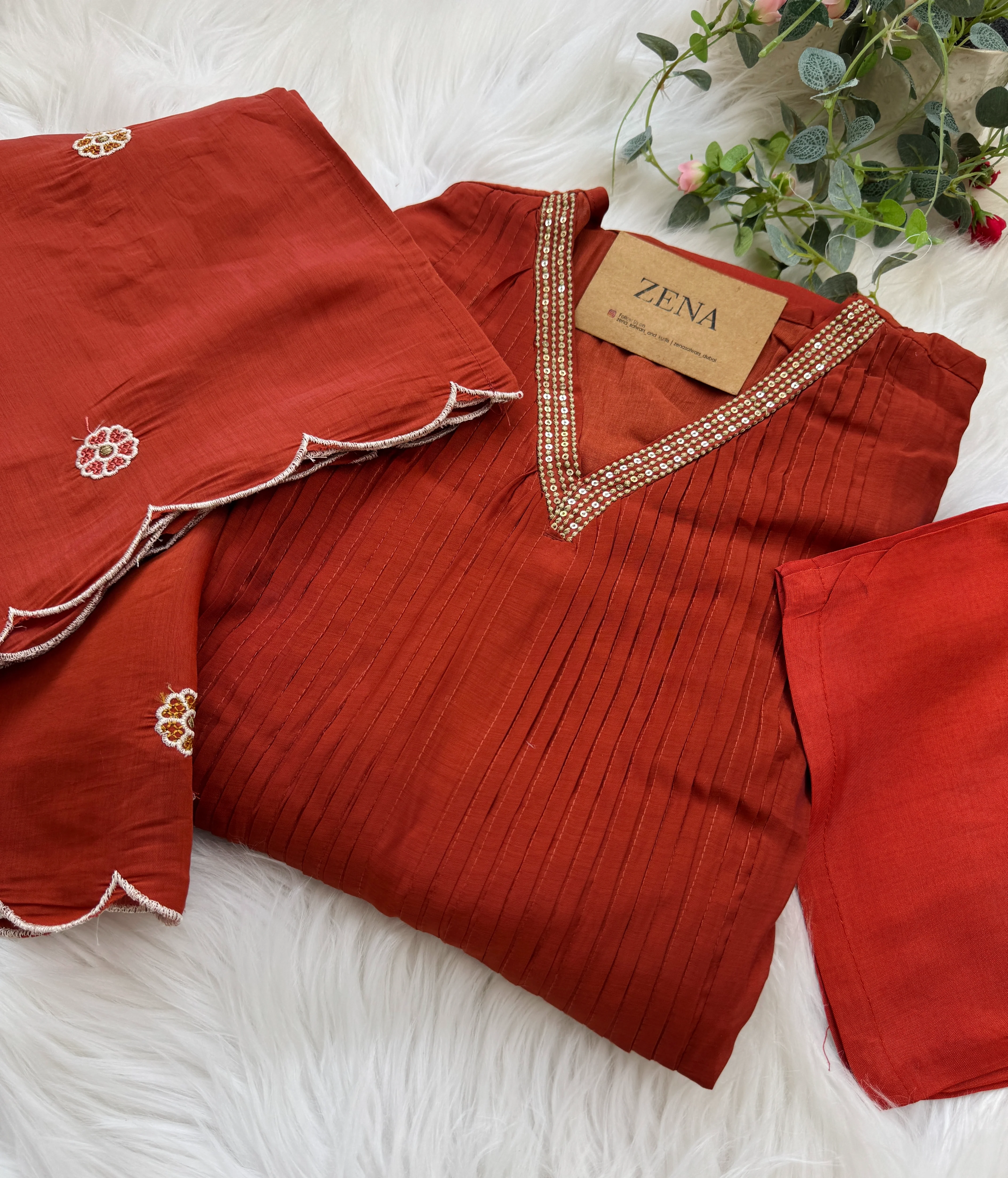 β¨ Mul Chanderi Embroidered Anarkali Set β¨