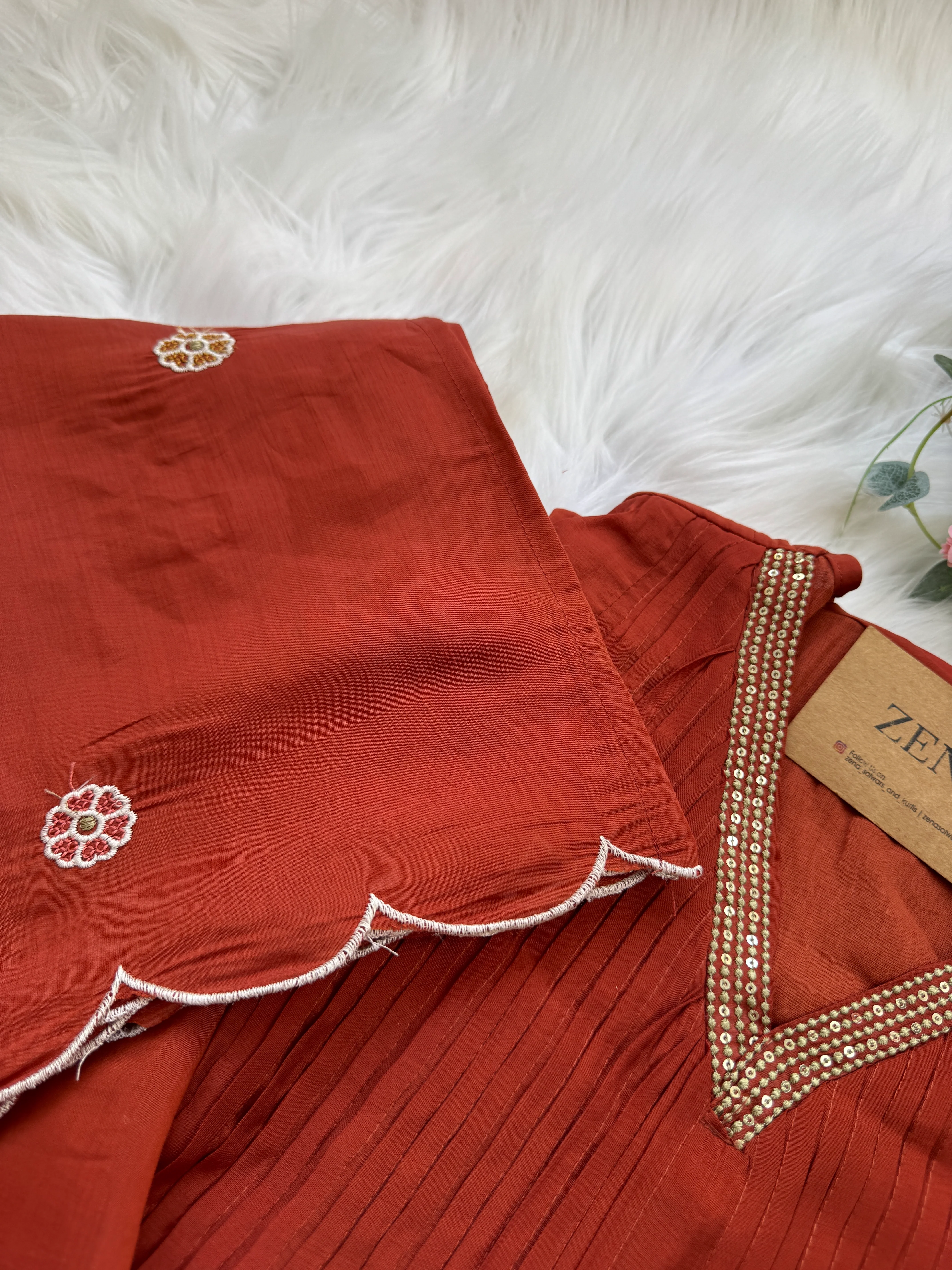 β¨ Mul Chanderi Embroidered Anarkali Set β¨ - Image 3