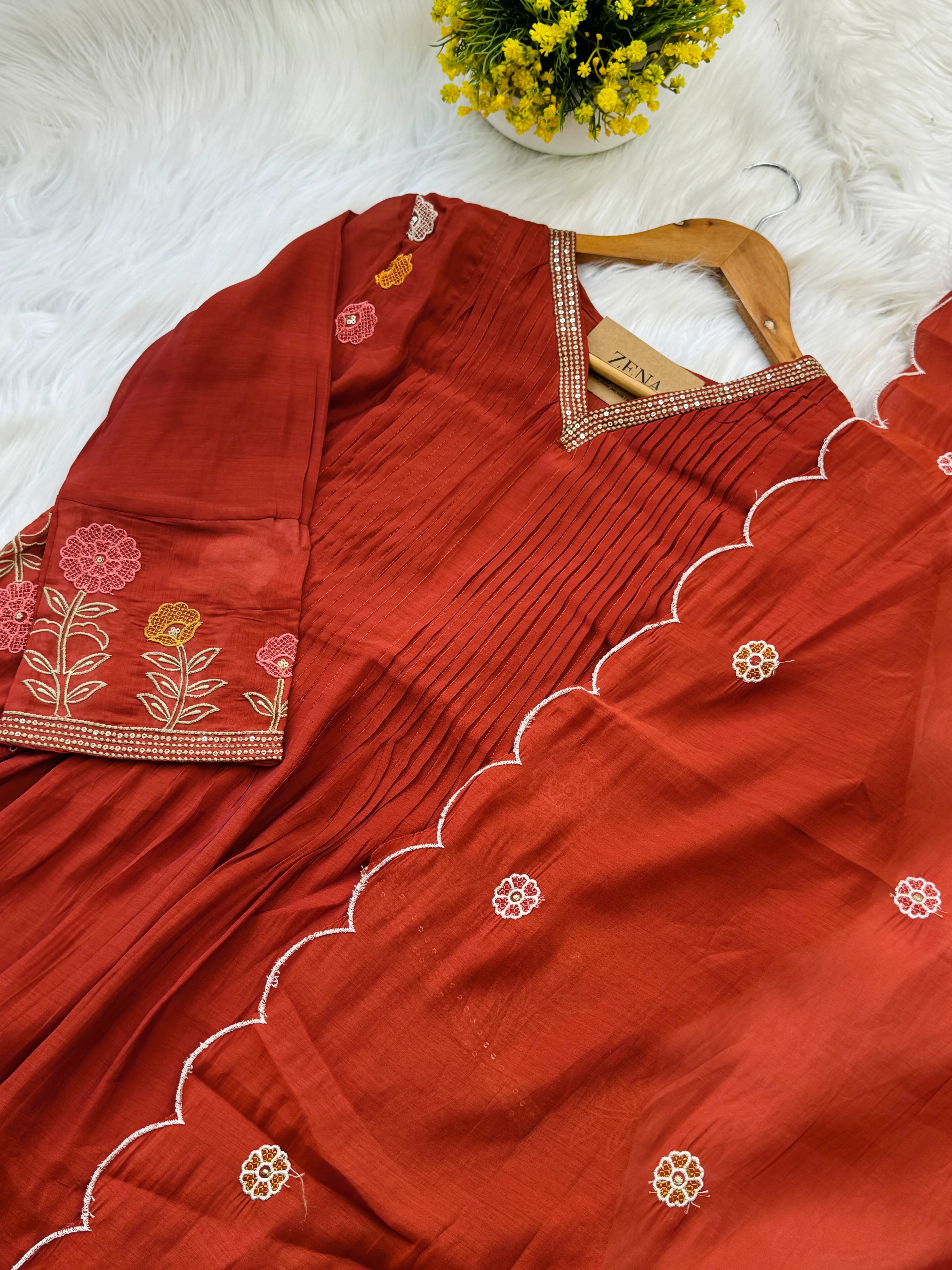 β¨ Mul Chanderi Embroidered Anarkali Set β¨ - Image 5