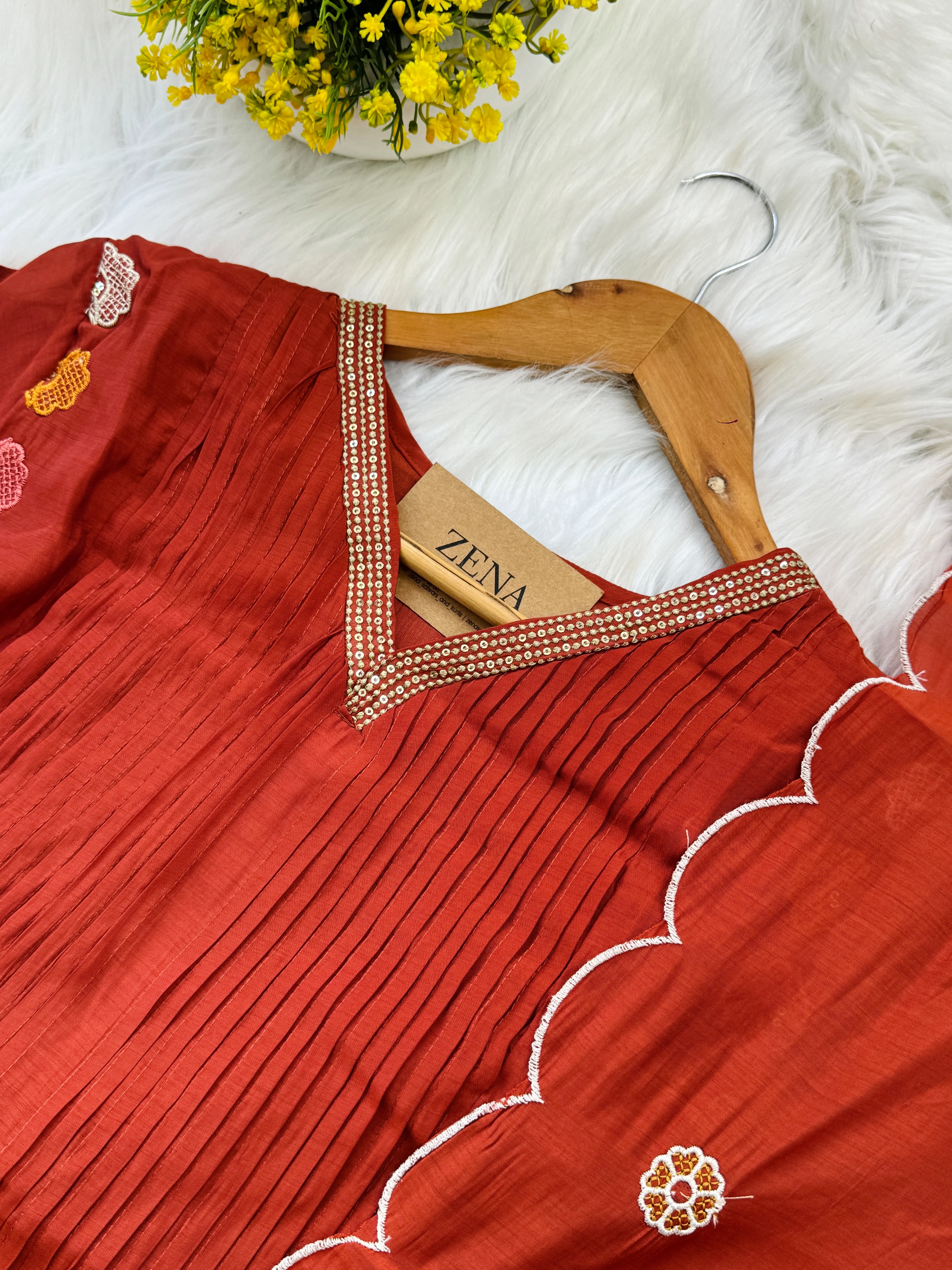 β¨ Mul Chanderi Embroidered Anarkali Set β¨ - Image 6