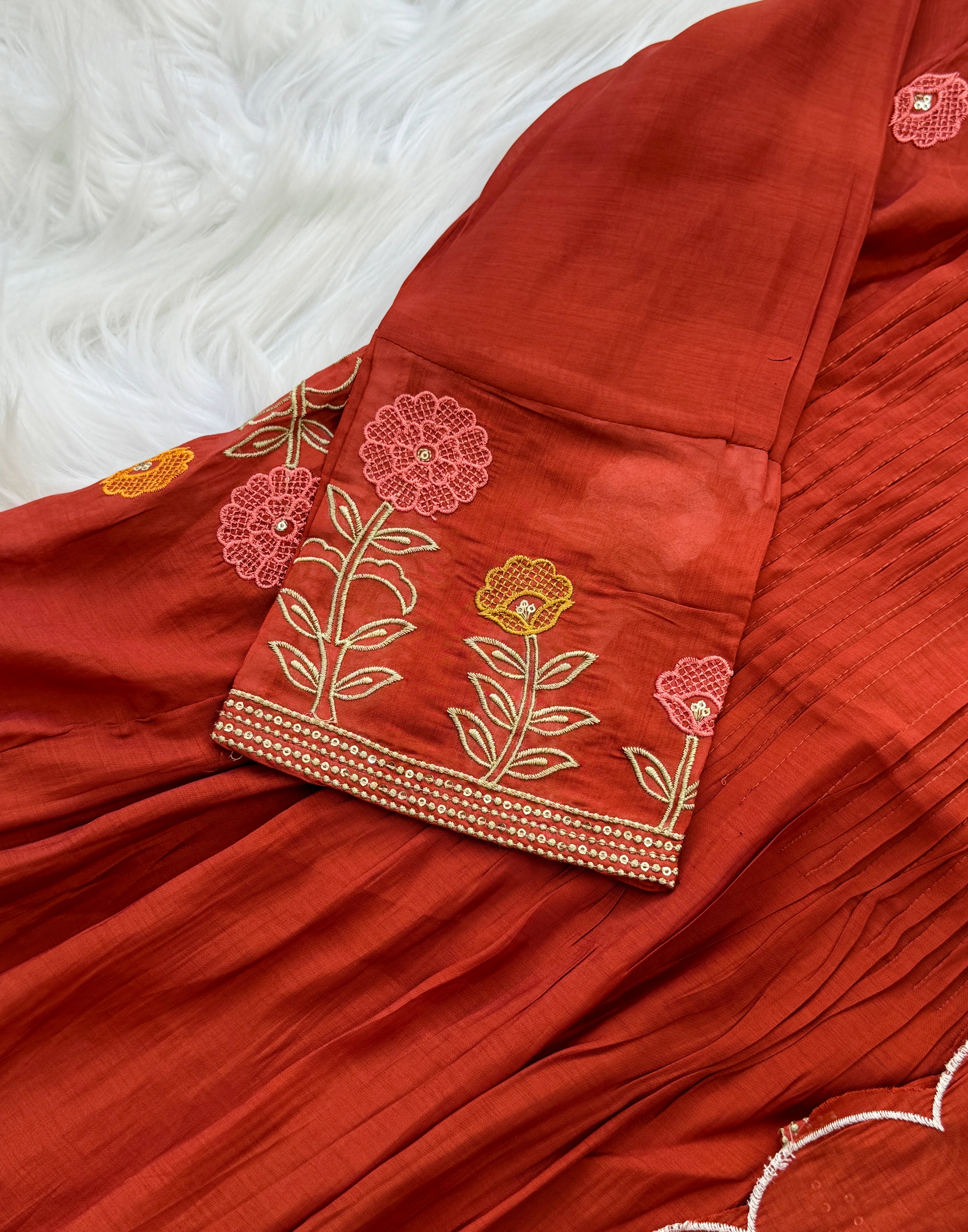 β¨ Mul Chanderi Embroidered Anarkali Set β¨ - Image 7