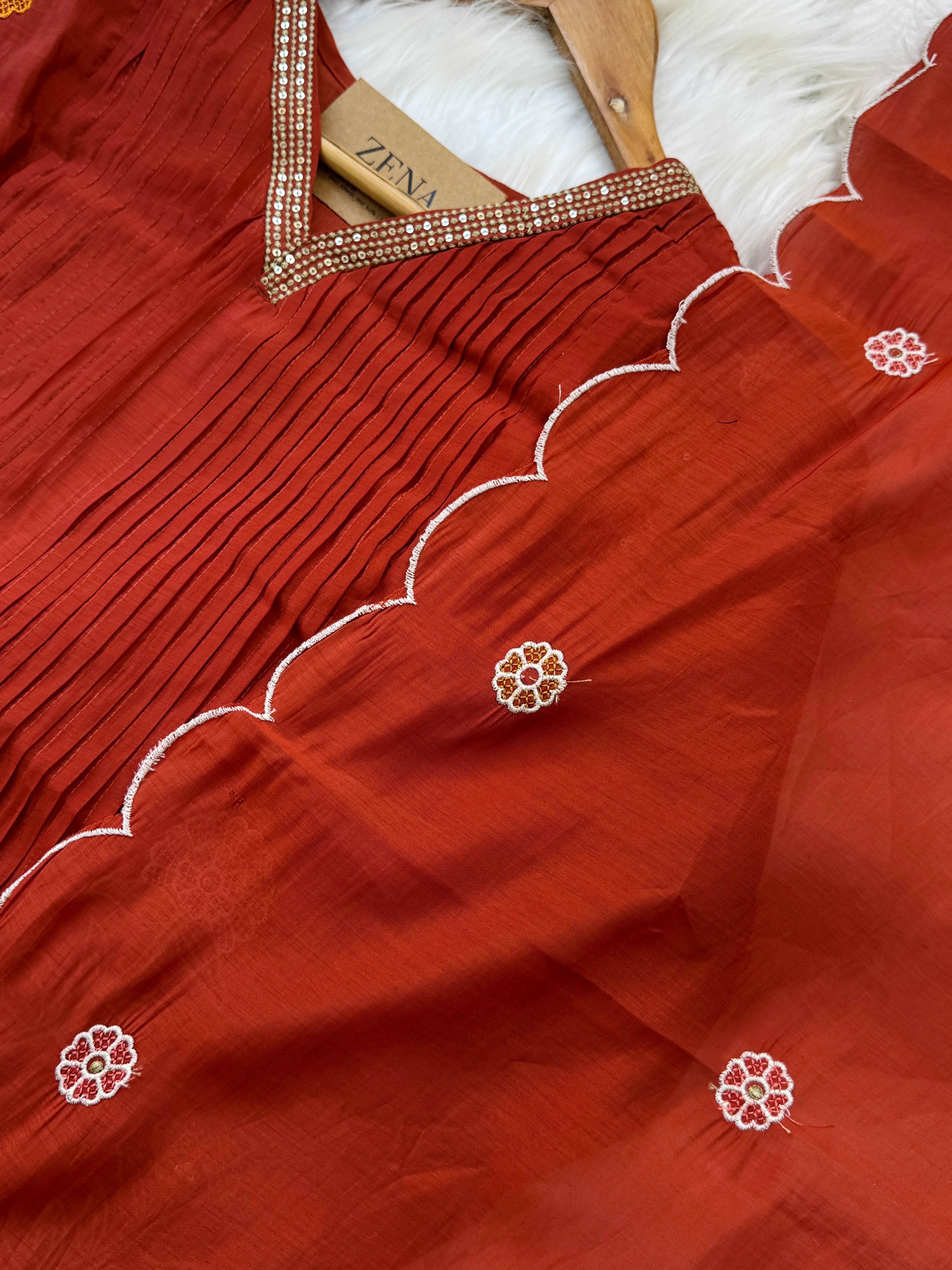 β¨ Mul Chanderi Embroidered Anarkali Set β¨ - Image 9