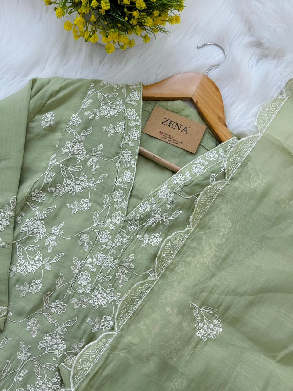 ✨ Mul Chanderi Embroidered Kurti Set ✨ - Image 3