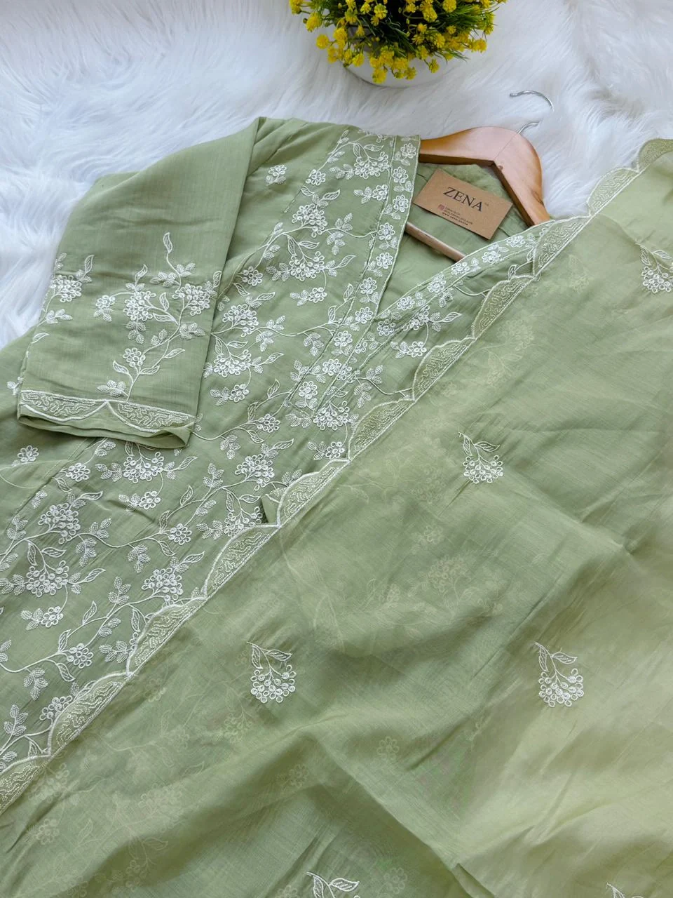 ✨ Mul Chanderi Embroidered Kurti Set ✨ - Image 5