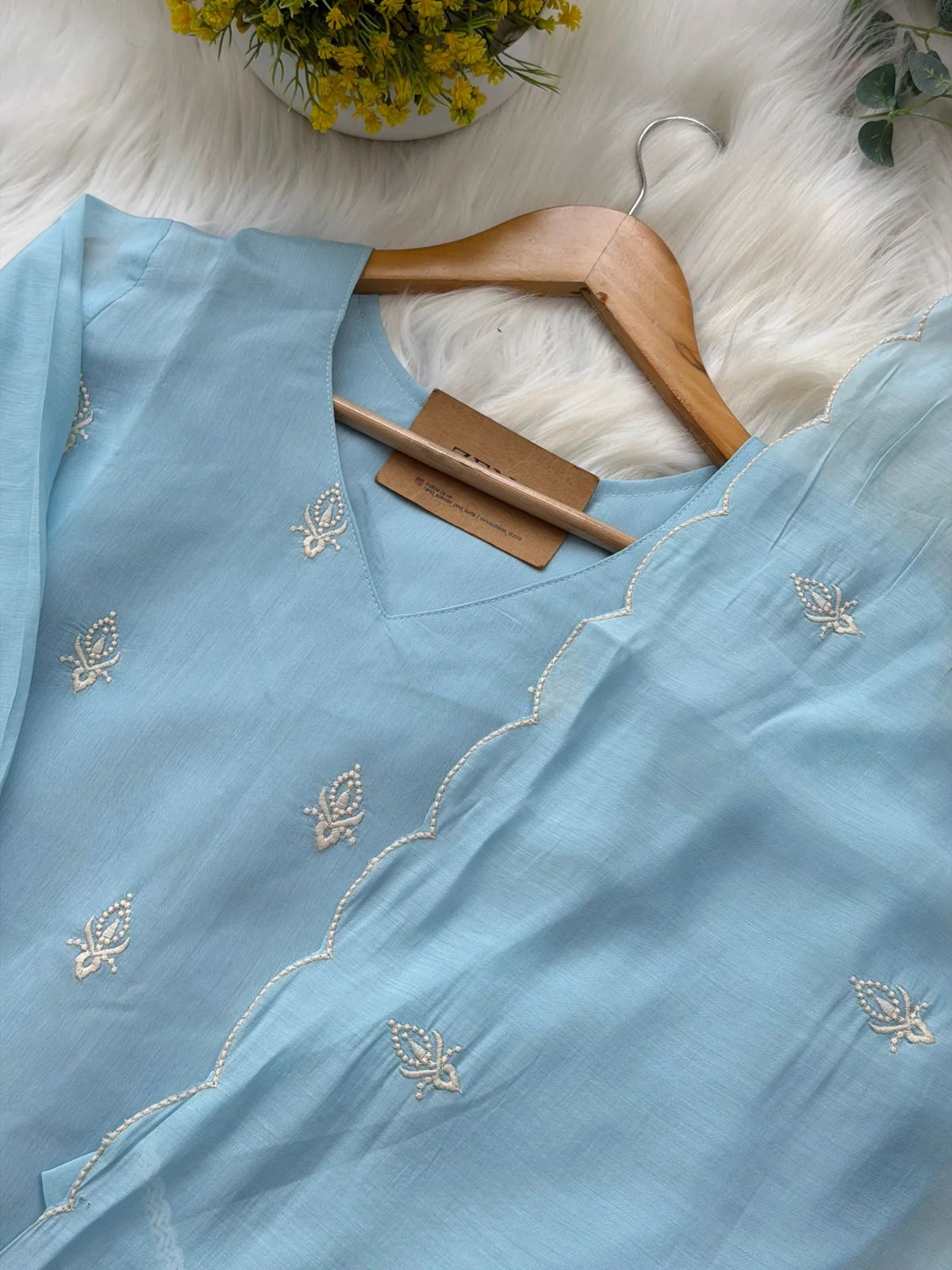 ✨ Mul Chanderi Embroidered Kurti Set ✨ - Image 5