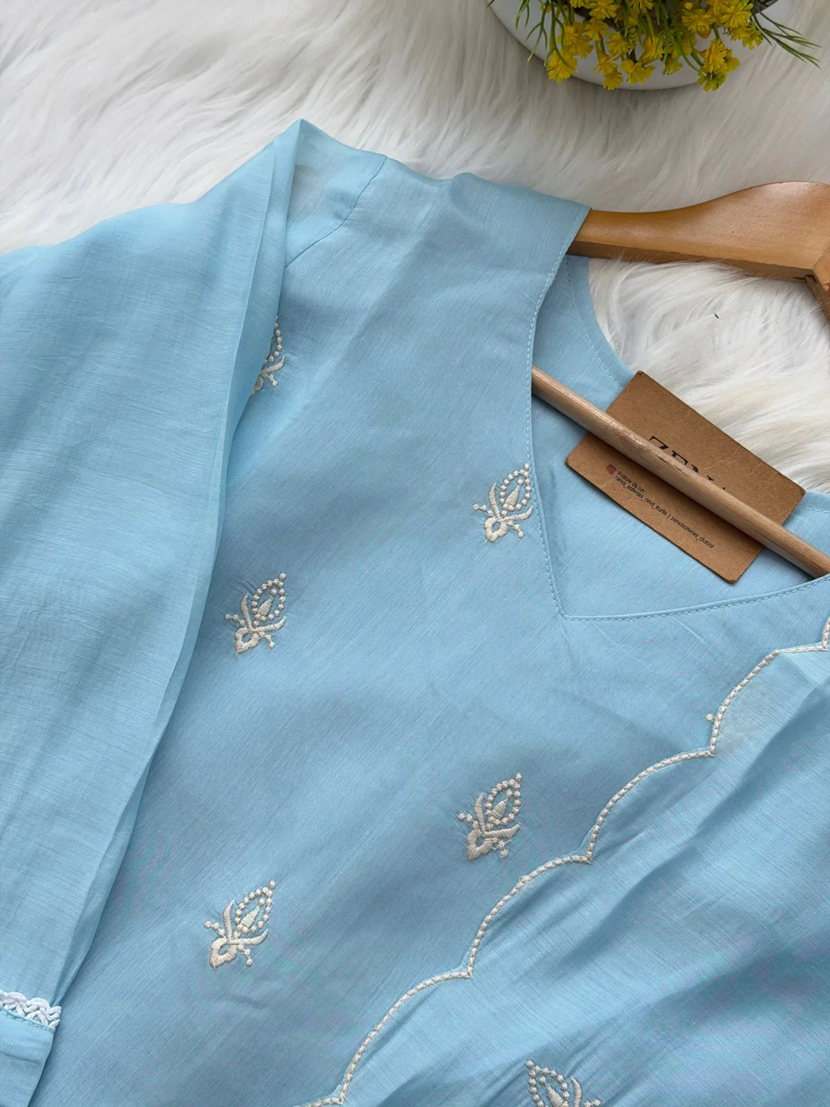 ✨ Mul Chanderi Embroidered Kurti Set ✨ - Image 6