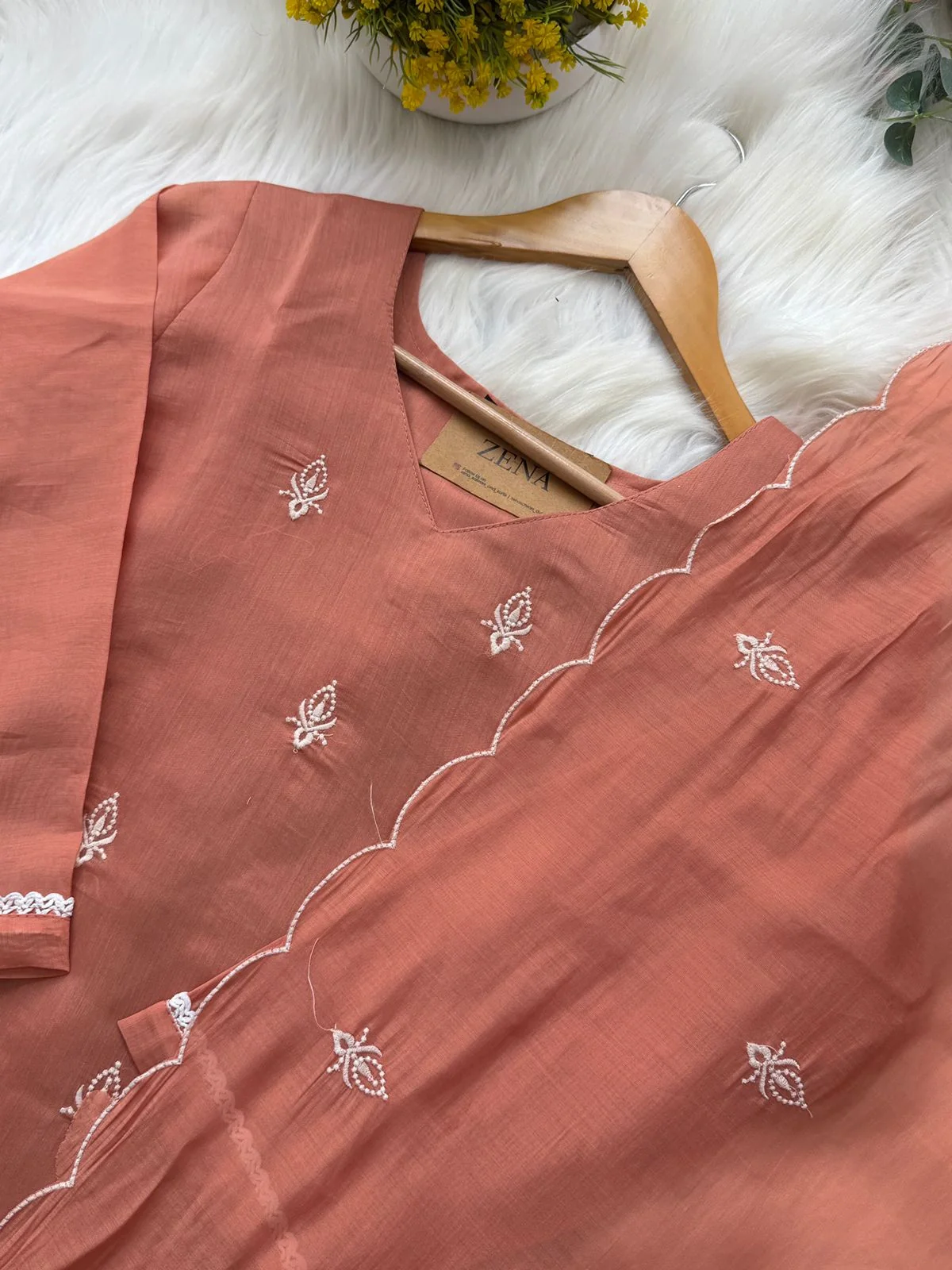 ✨ Mul Chanderi Embroidered Kurti Set ✨ - Image 4