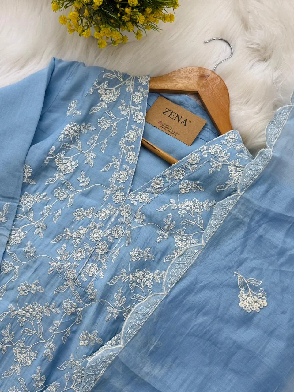 ✨ Mul Chanderi Embroidered Kurti Set ✨ - Image 3