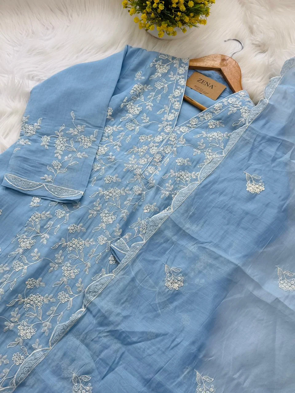 ✨ Mul Chanderi Embroidered Kurti Set ✨ - Image 4