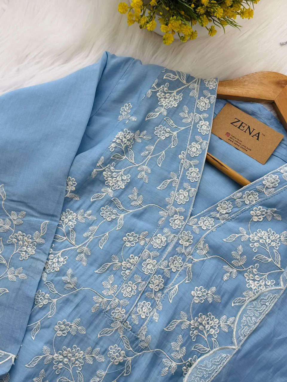 ✨ Mul Chanderi Embroidered Kurti Set ✨ - Image 5
