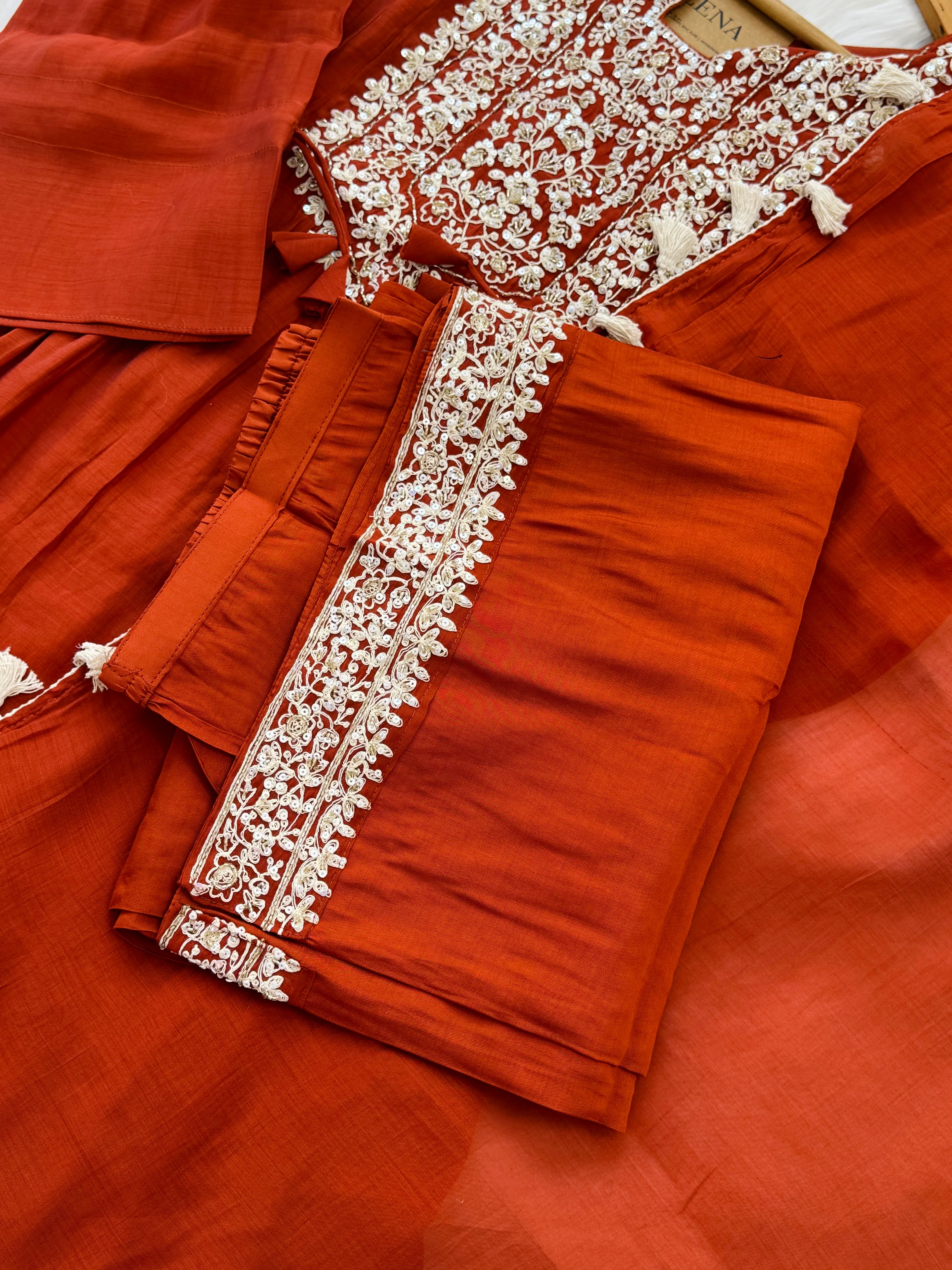 ✨ Mul Chanderi Embroidered Party Wear Kurti Set ✨ - Image 6