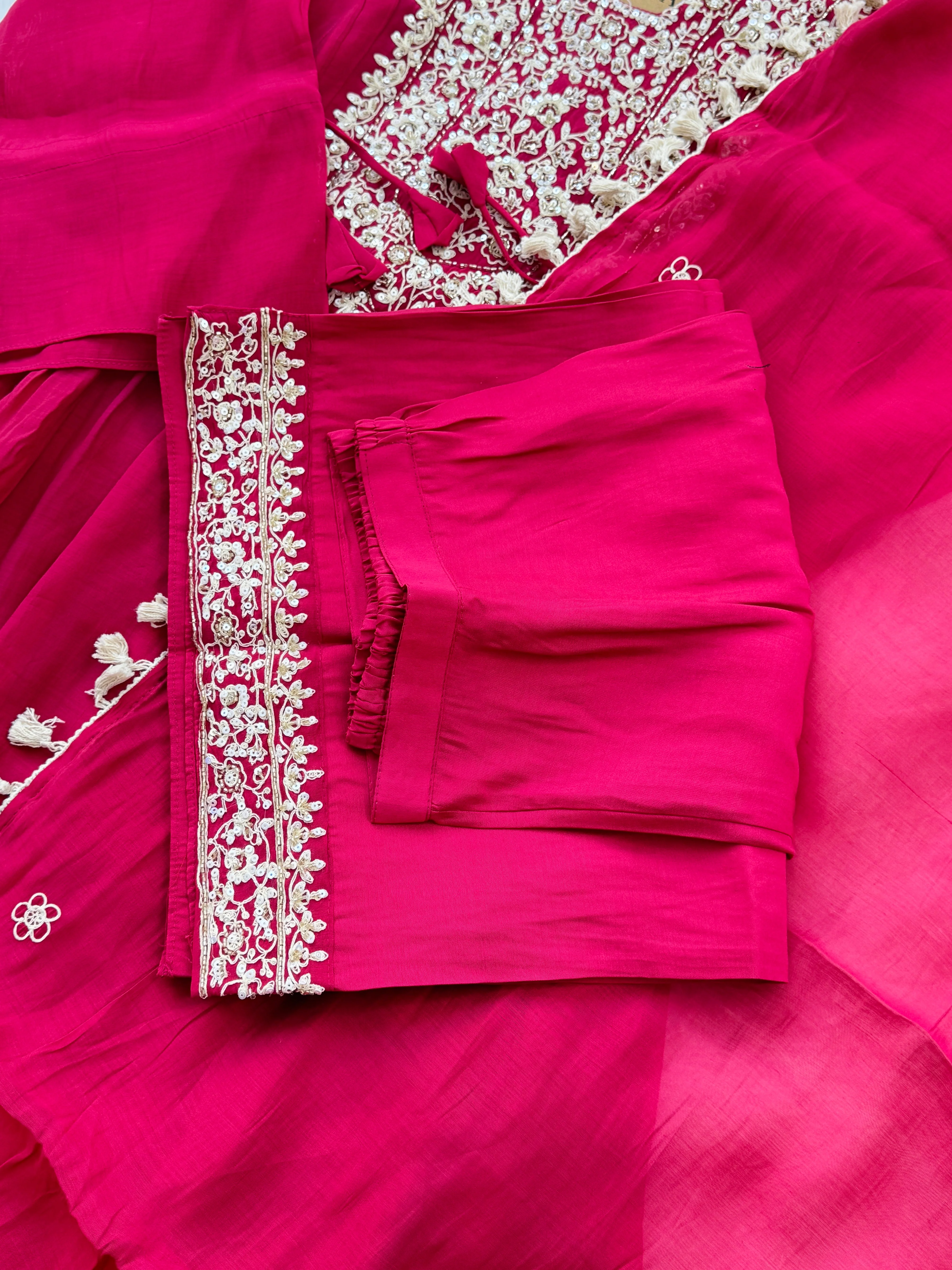 ✨ Mul Chanderi Embroidered Party Wear Kurti Set ✨ - Image 5
