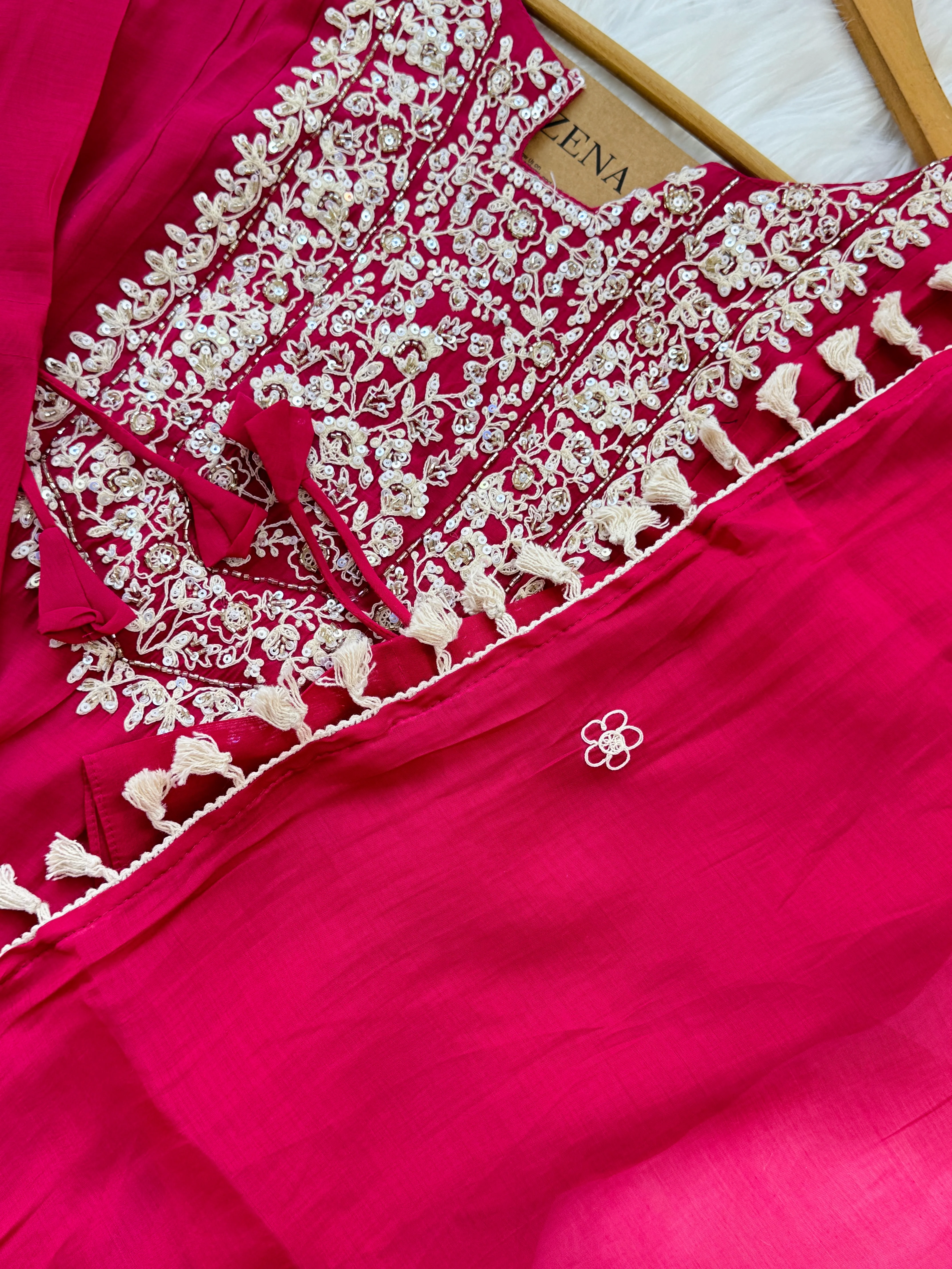 ✨ Mul Chanderi Embroidered Party Wear Kurti Set ✨ - Image 8