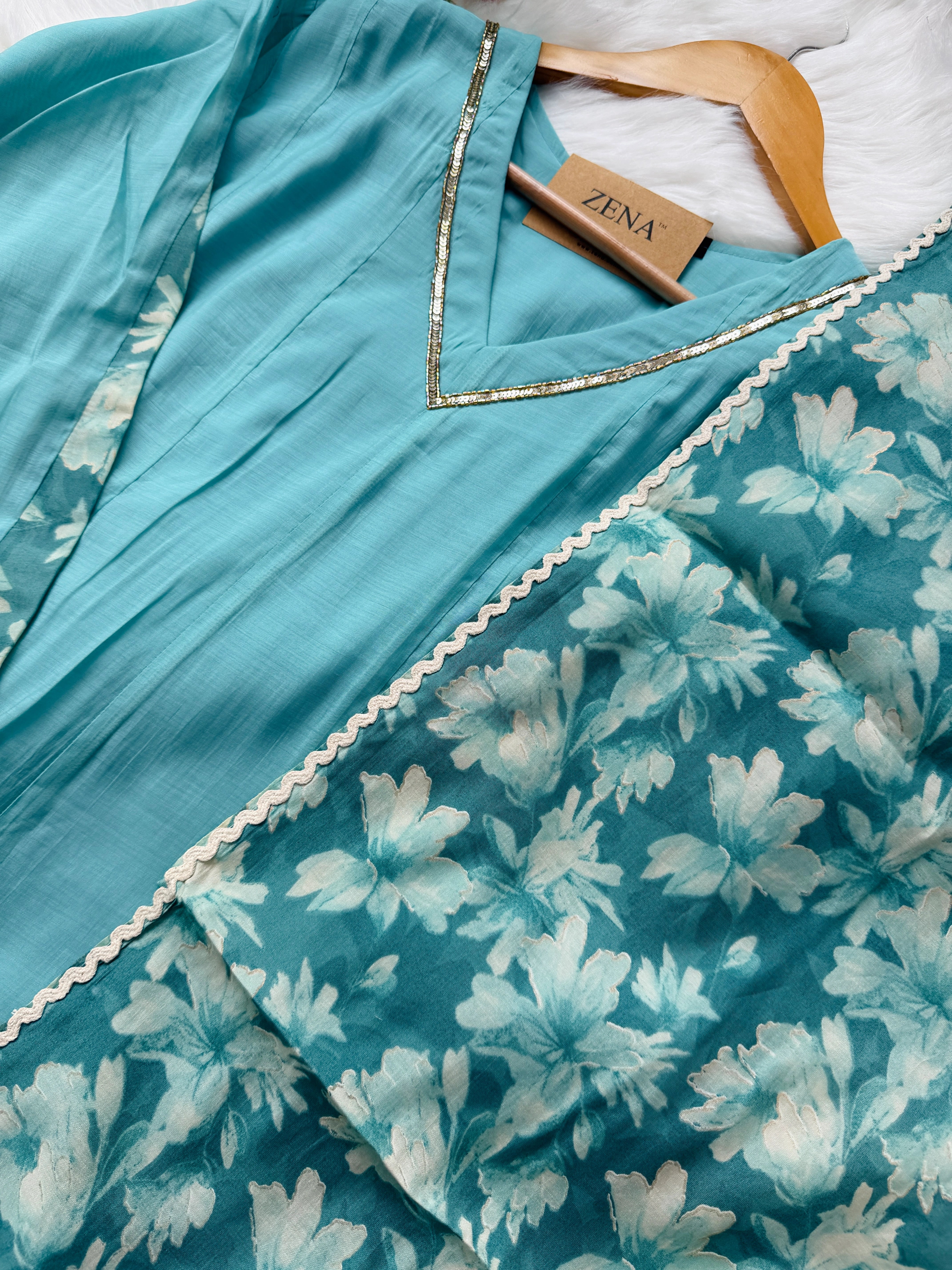 ✨ Mul Chanderi Hand Detailed Anarkali Set ✨ - Image 3