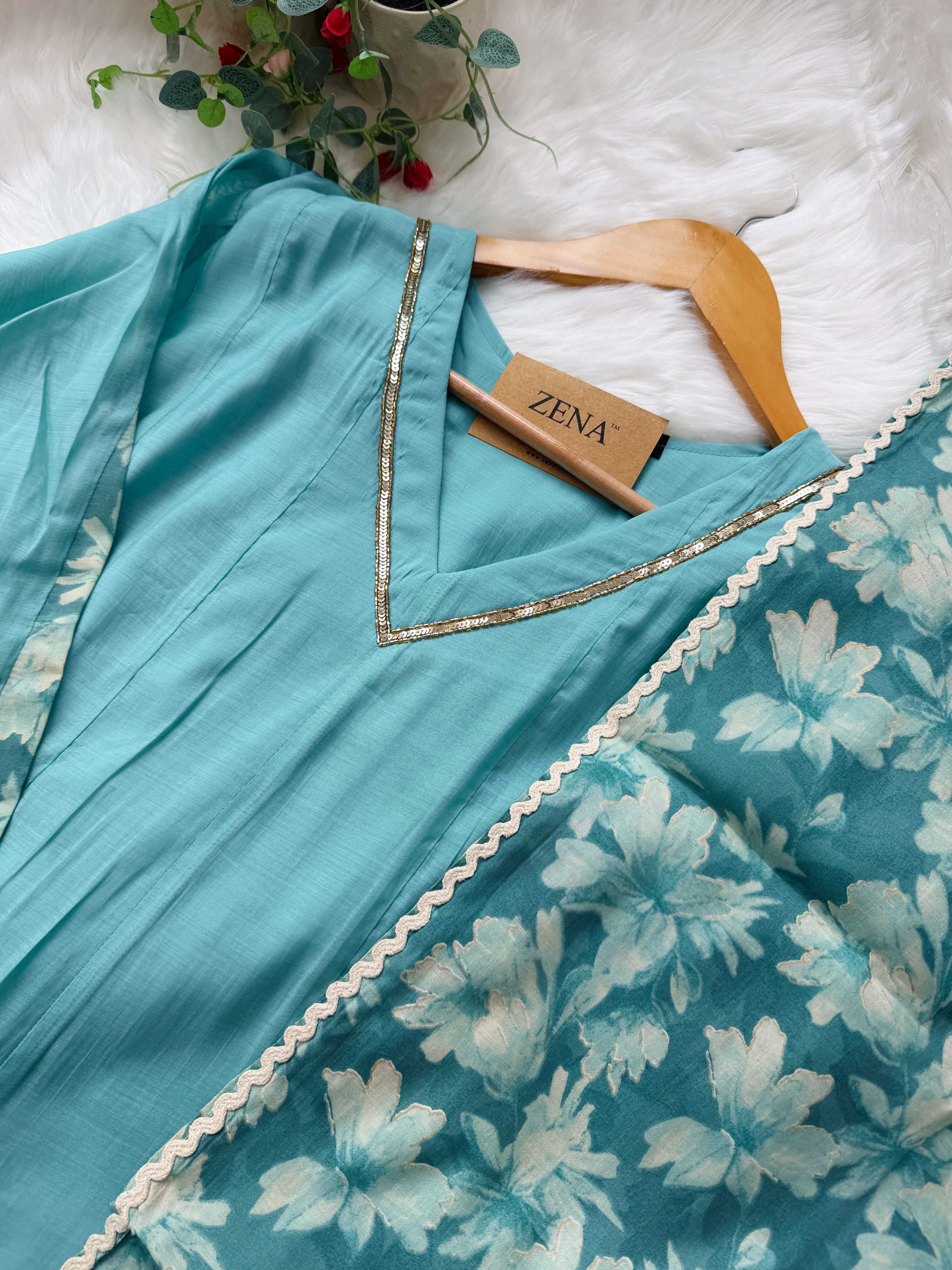 ✨ Mul Chanderi Hand Detailed Anarkali Set ✨ - Image 7