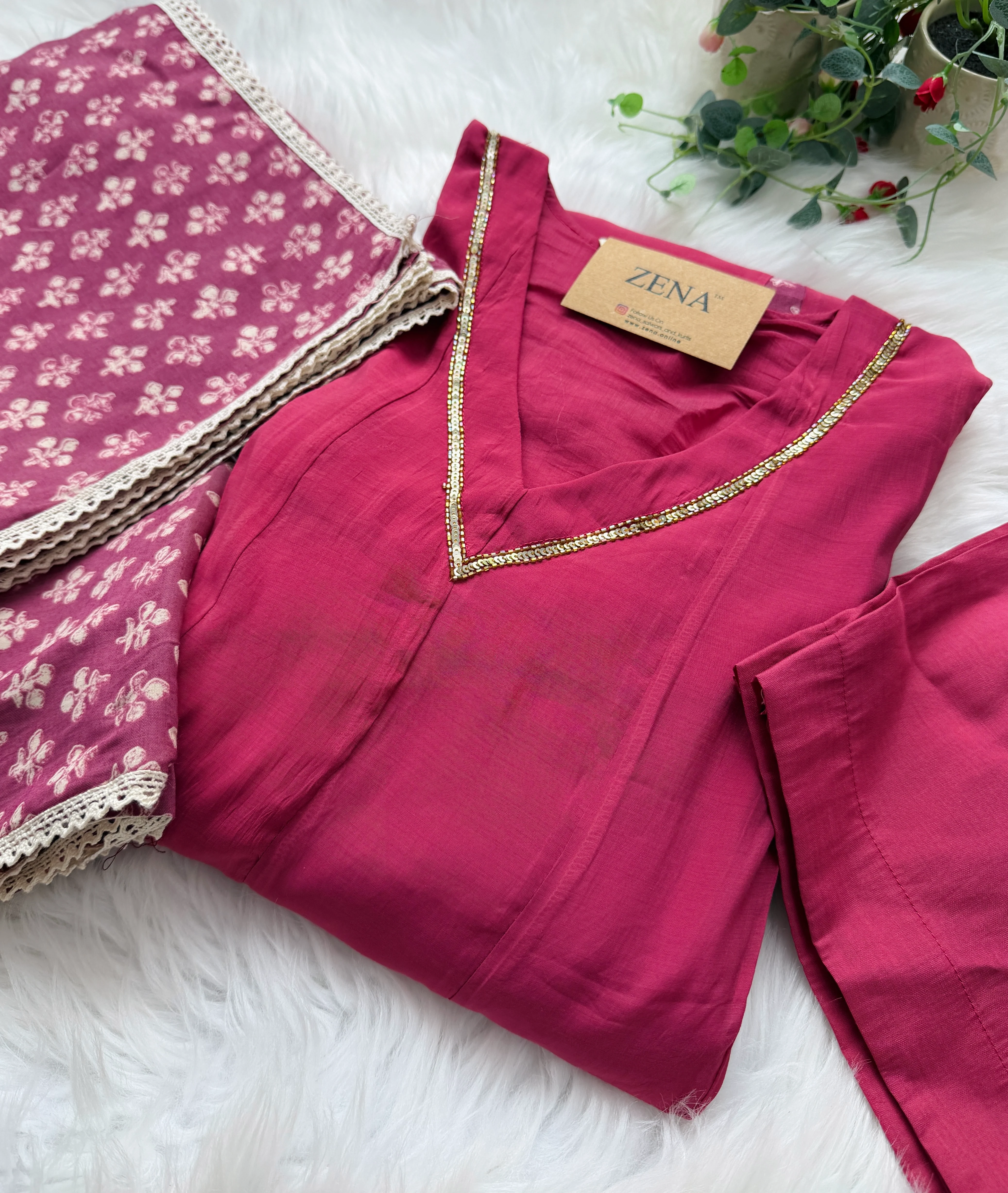 ✨ Mul Chanderi Hand Detailed Anarkali Set ✨