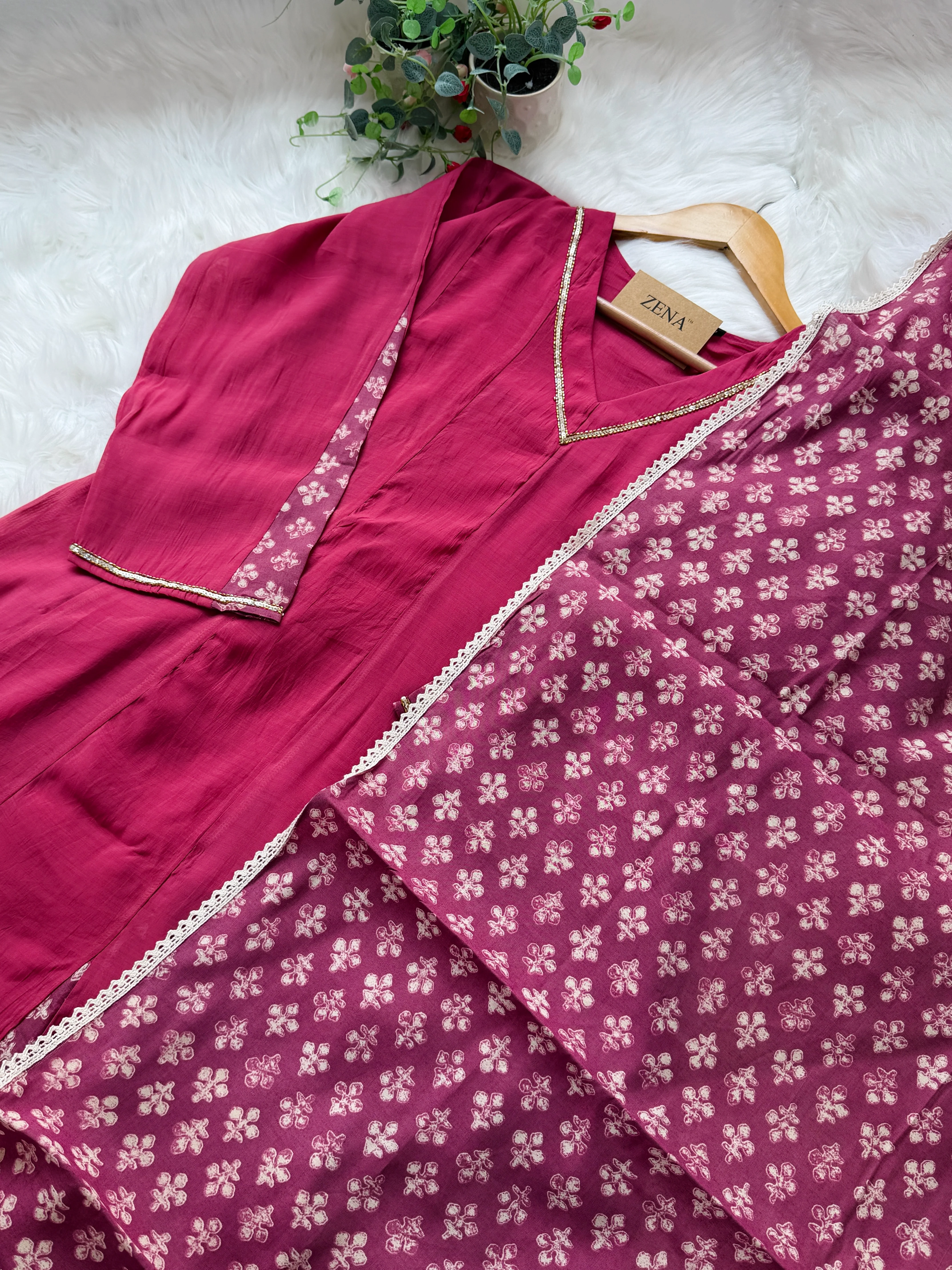✨ Mul Chanderi Hand Detailed Anarkali Set ✨ - Image 4