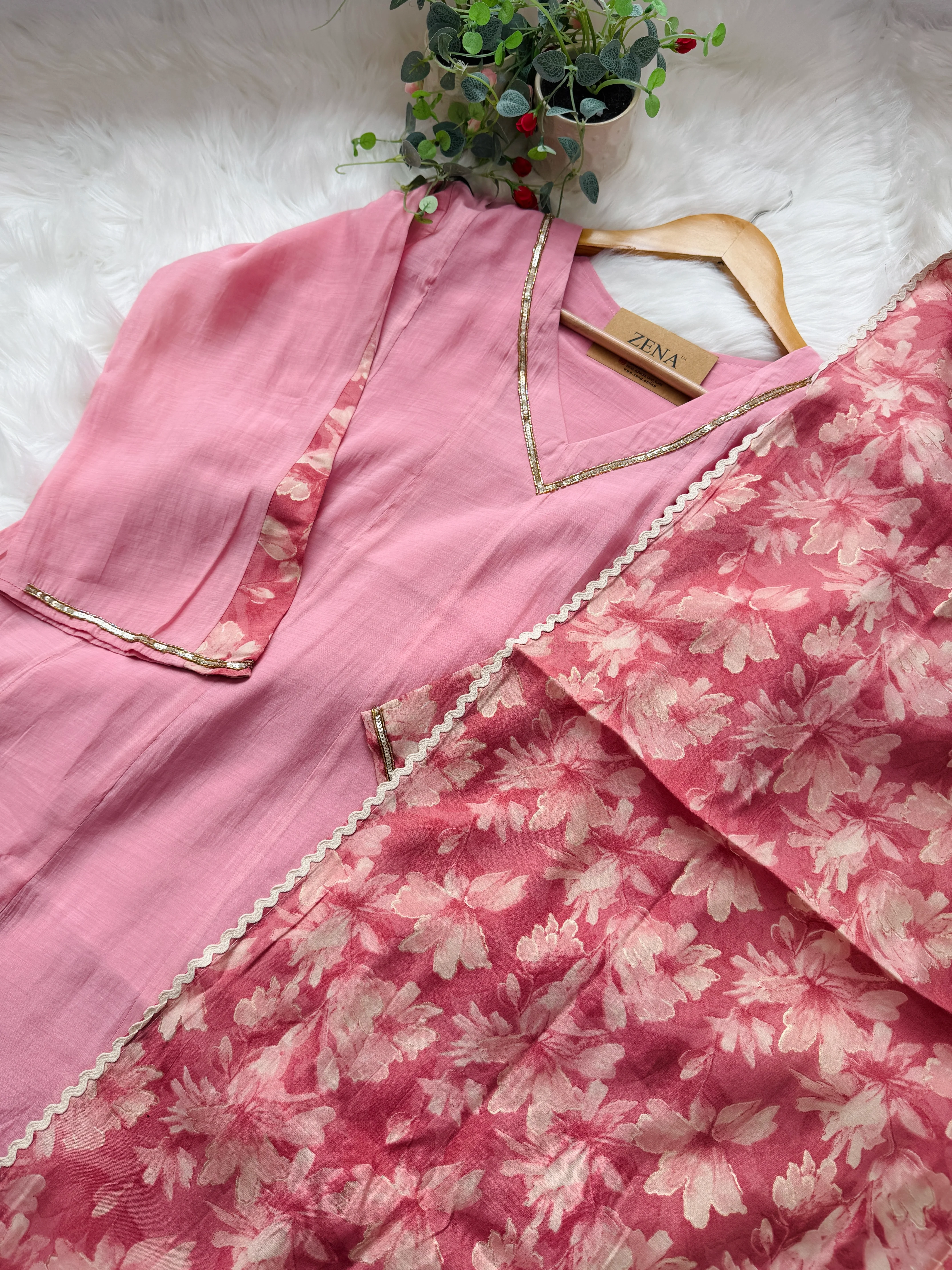 ✨ Mul Chanderi Hand Detailed Anarkali Set ✨ - Image 4