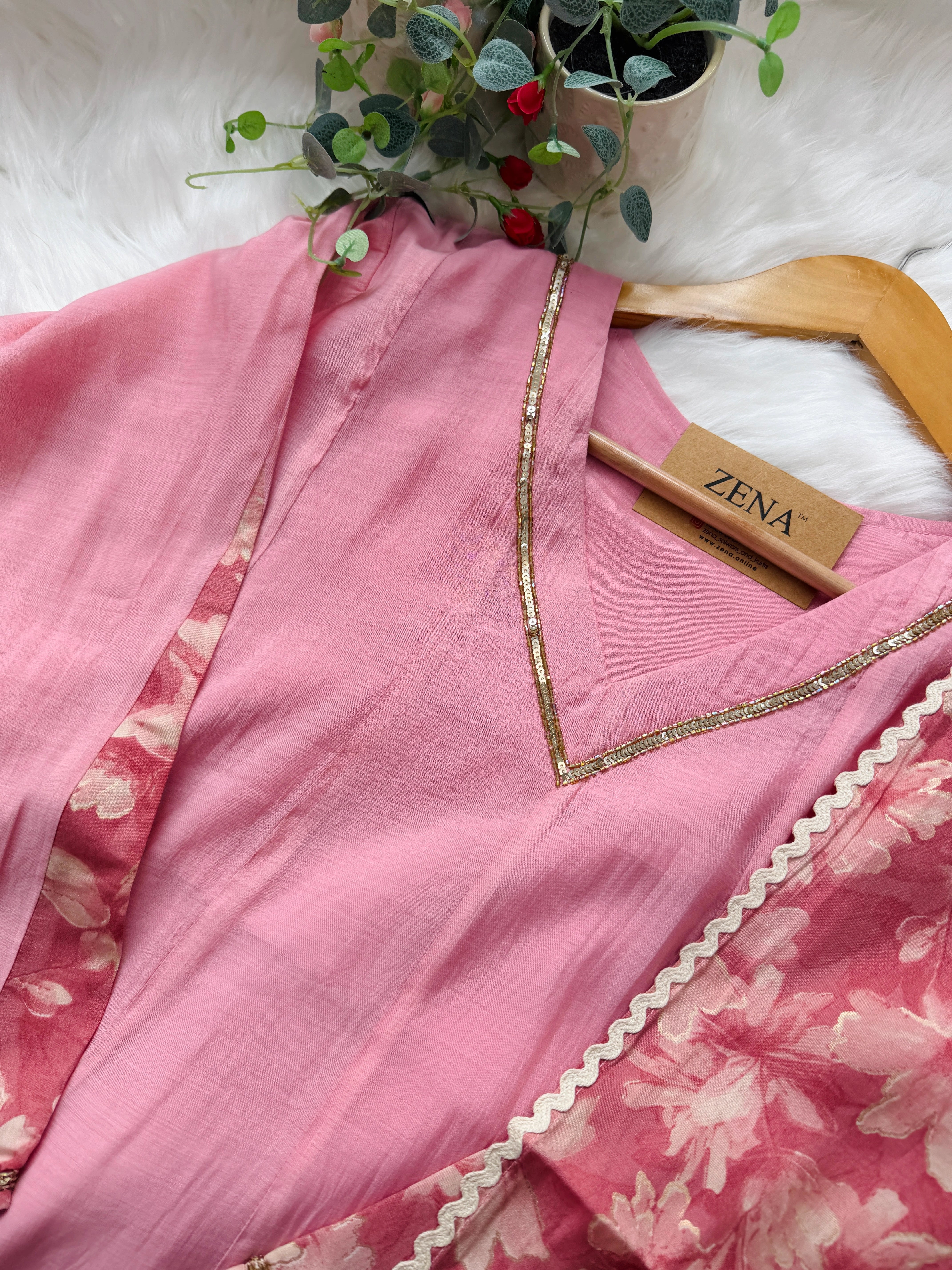 ✨ Mul Chanderi Hand Detailed Anarkali Set ✨ - Image 7