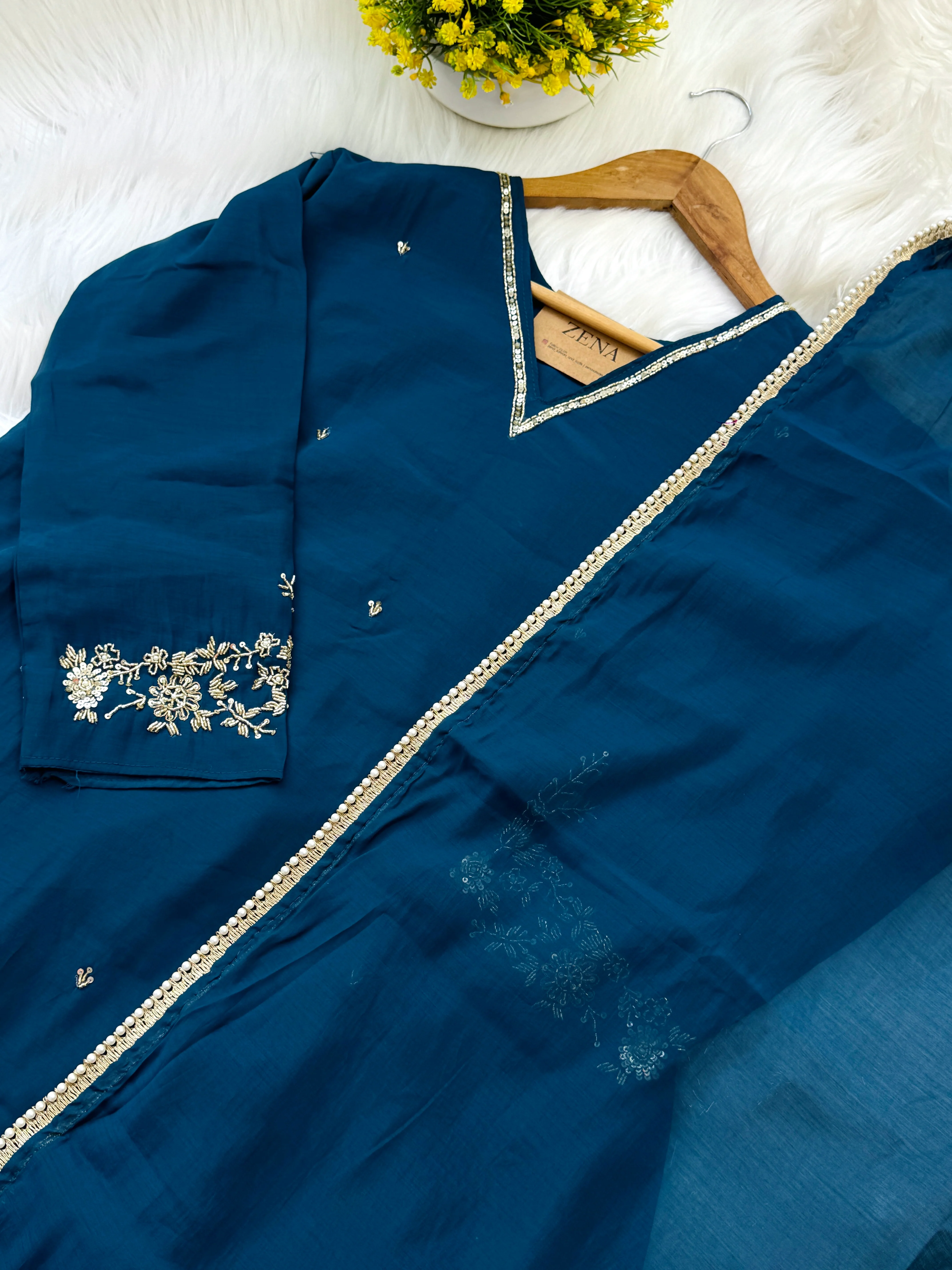 β¨ Mul Chanderi Hand Detailed Anarkali Set β¨ - Image 5