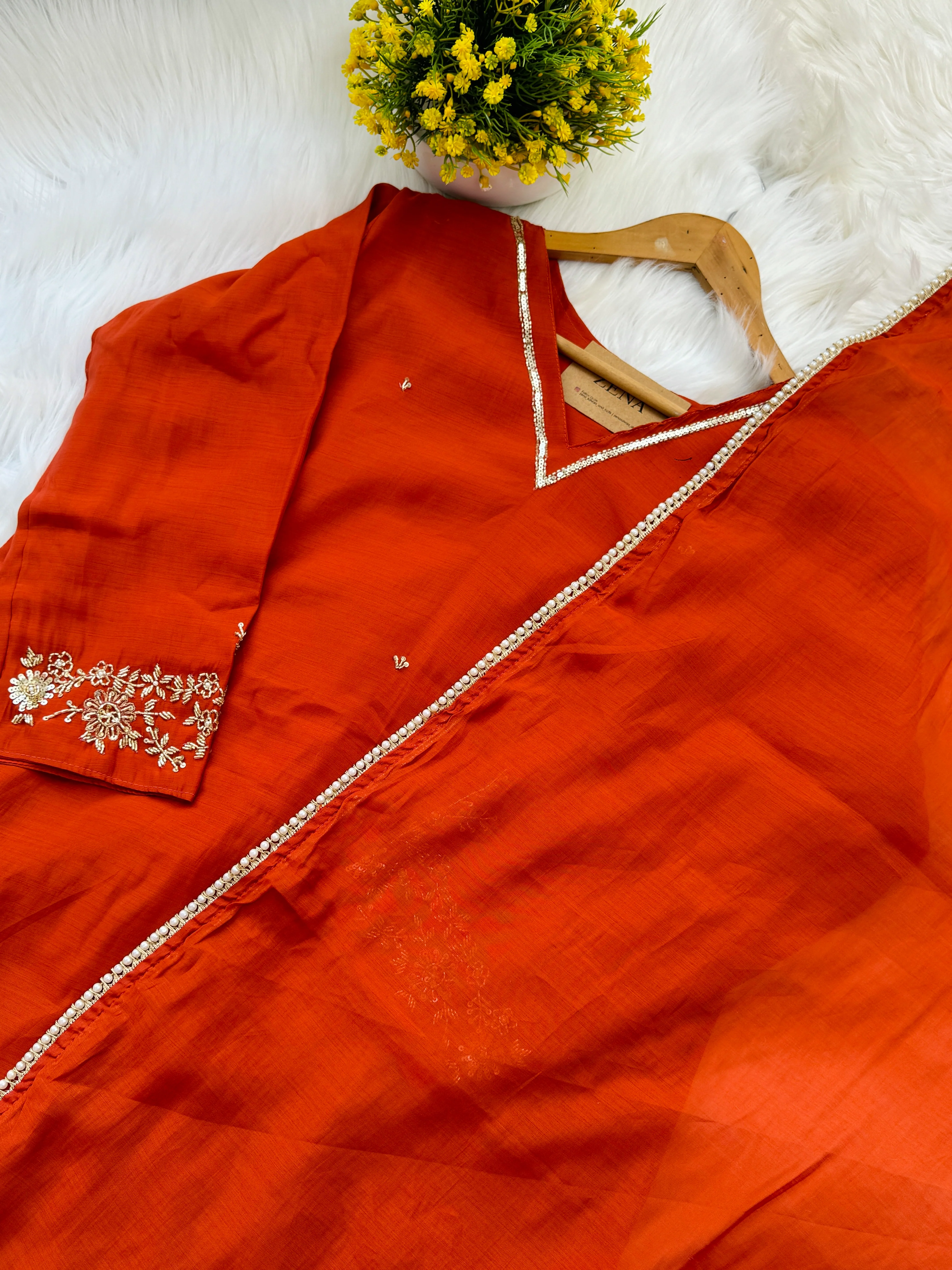 β¨ Mul Chanderi Hand Detailed Anarkali Set β¨ - Image 5