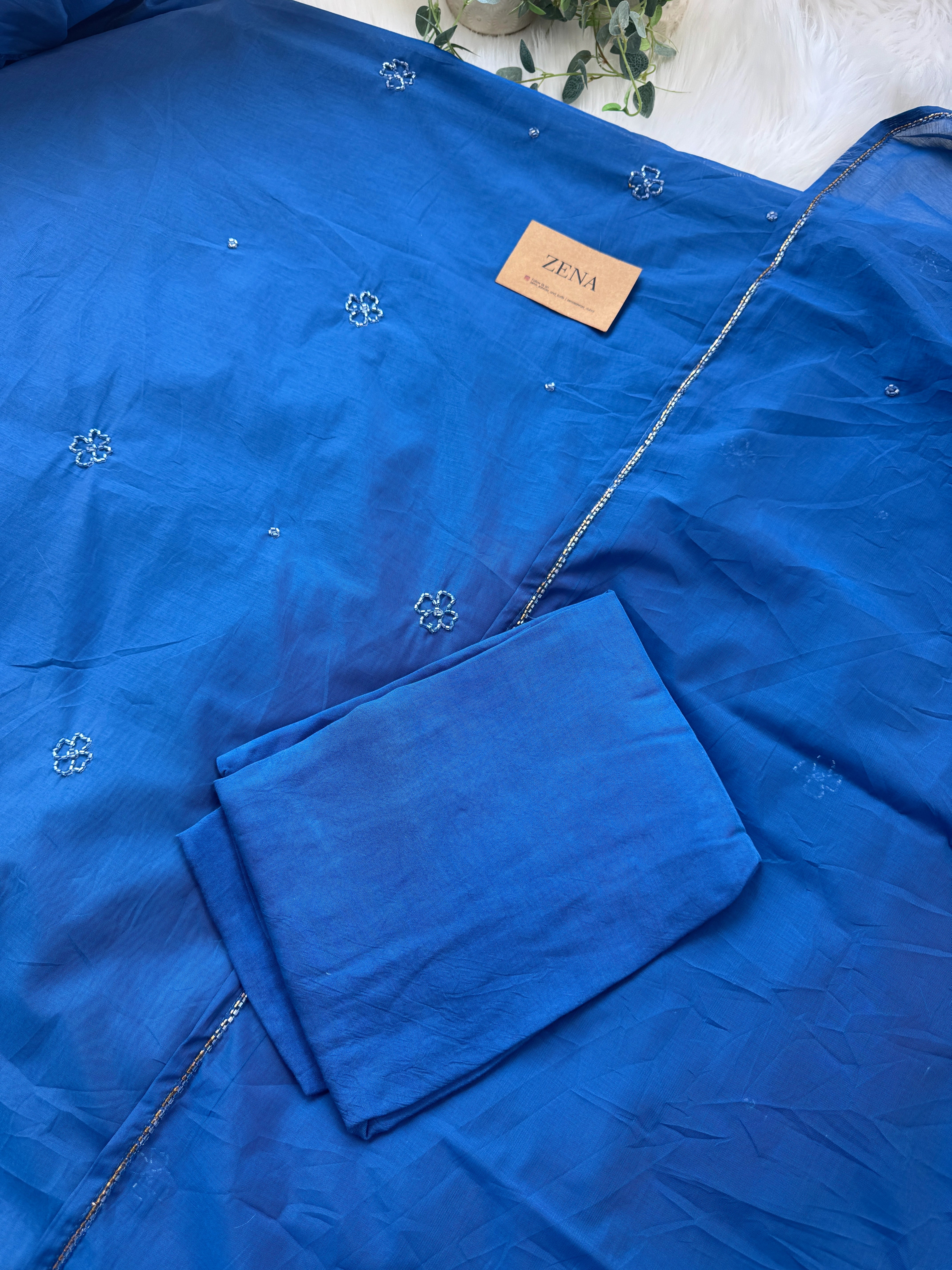 β¨ Mul Chanderi Hand-Detailed Unstitched Suit β¨ - Image 5