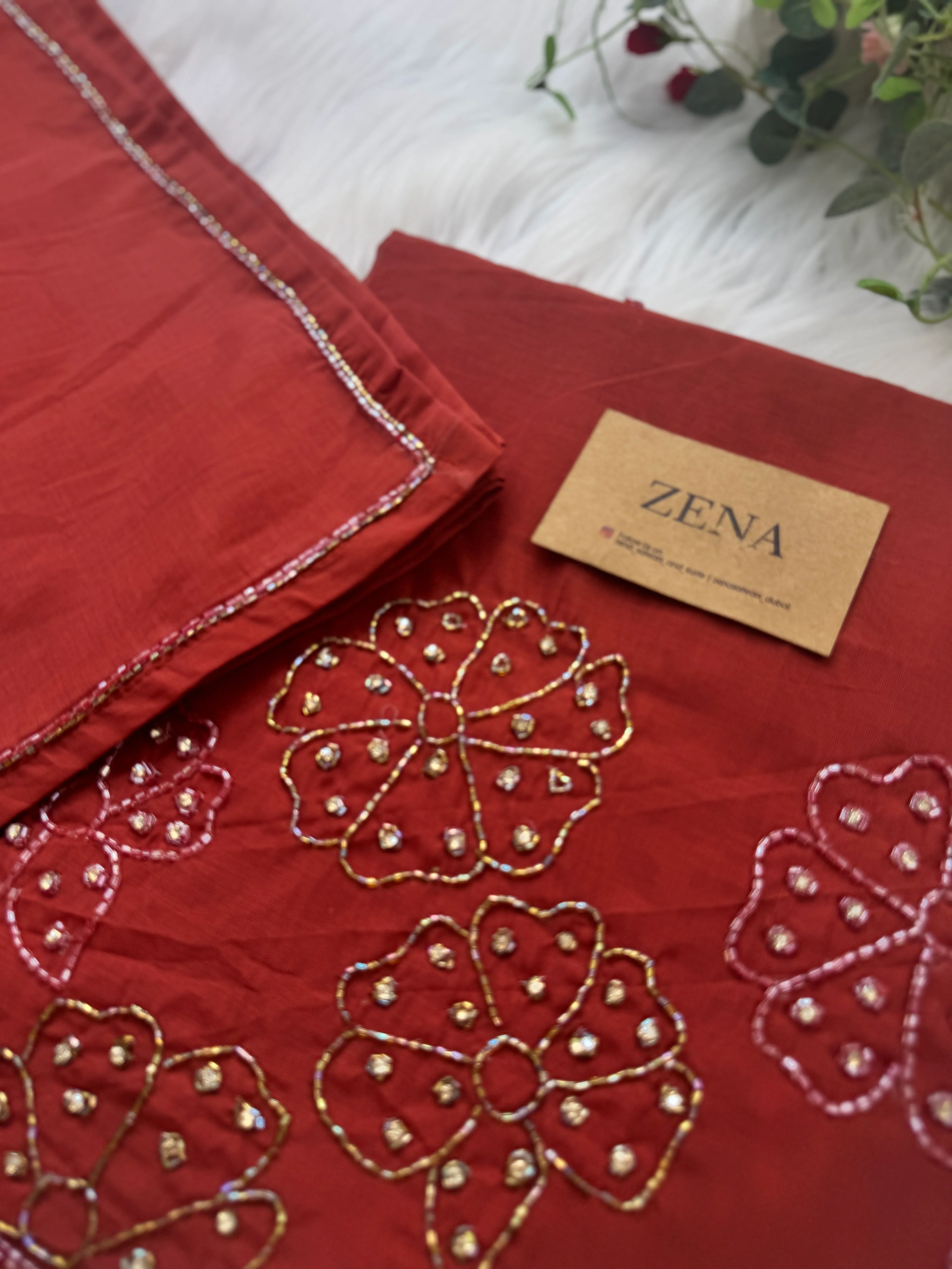 β¨ Mul Chanderi Hand-Detailed Unstitched Suit β¨ - Image 5