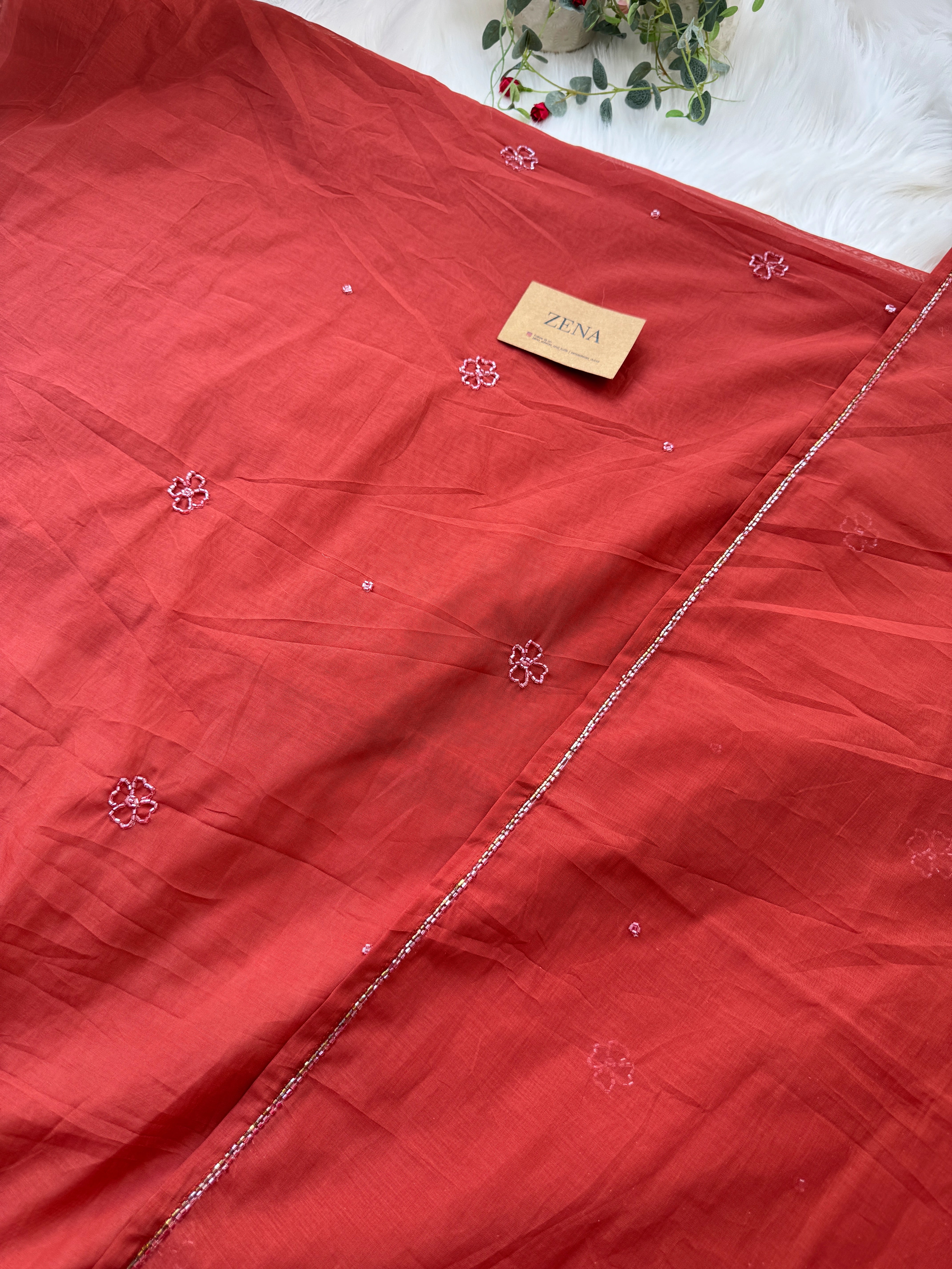 β¨ Mul Chanderi Hand-Detailed Unstitched Suit β¨ - Image 6