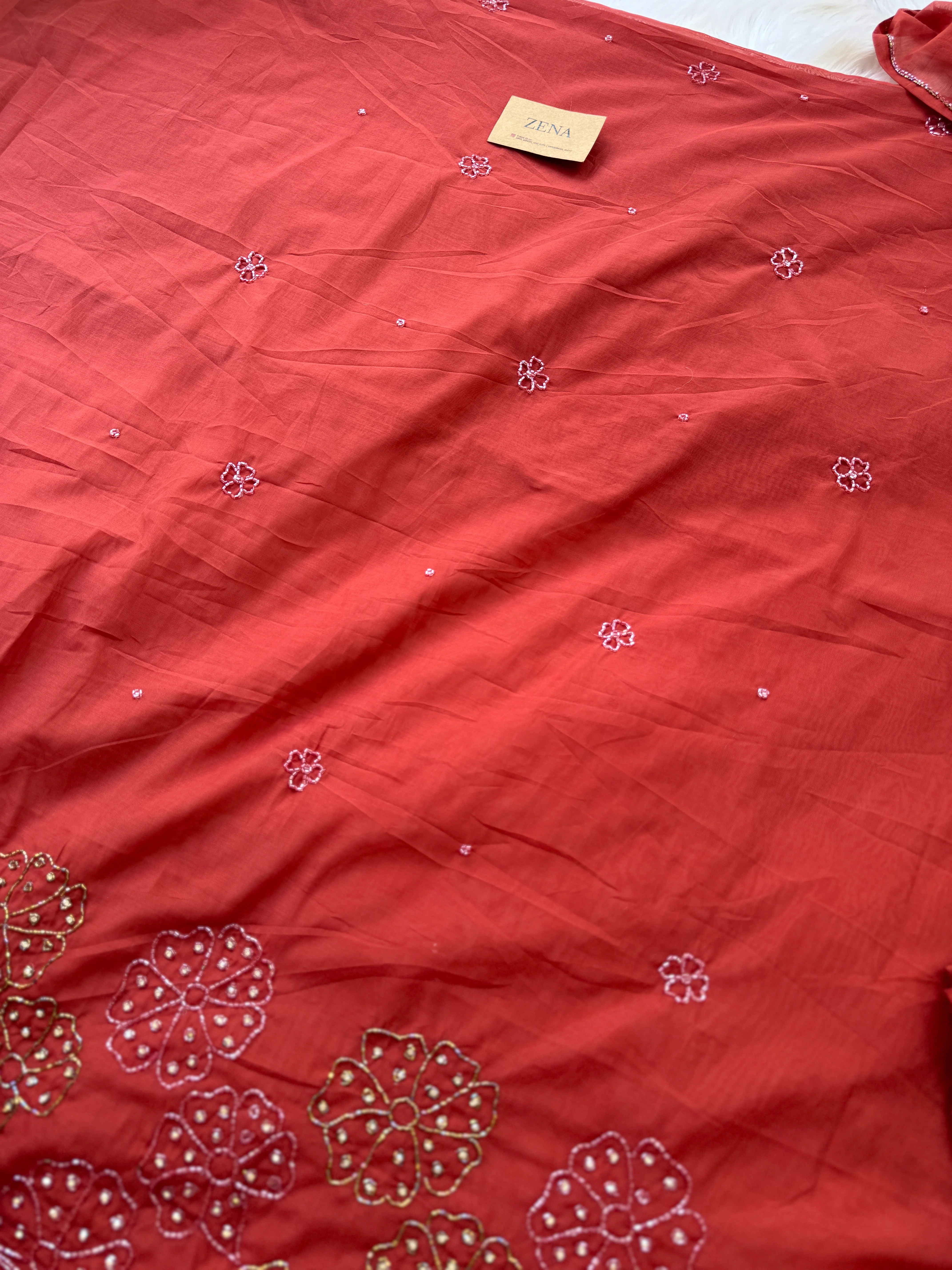 β¨ Mul Chanderi Hand-Detailed Unstitched Suit β¨ - Image 7