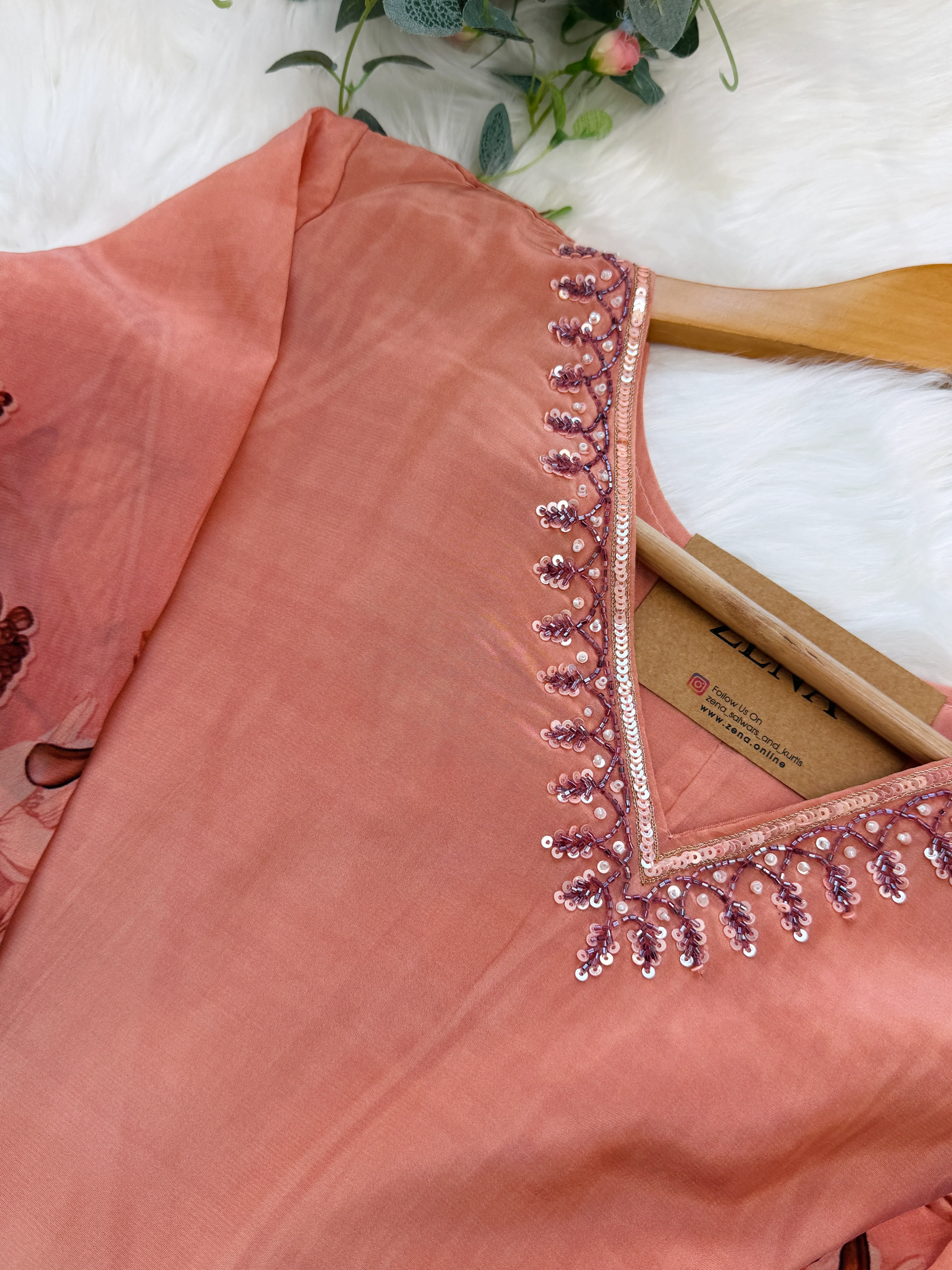 ✨ Mul Chanderi Hand Detailed V-Neck Kurti Set ✨ - Image 7