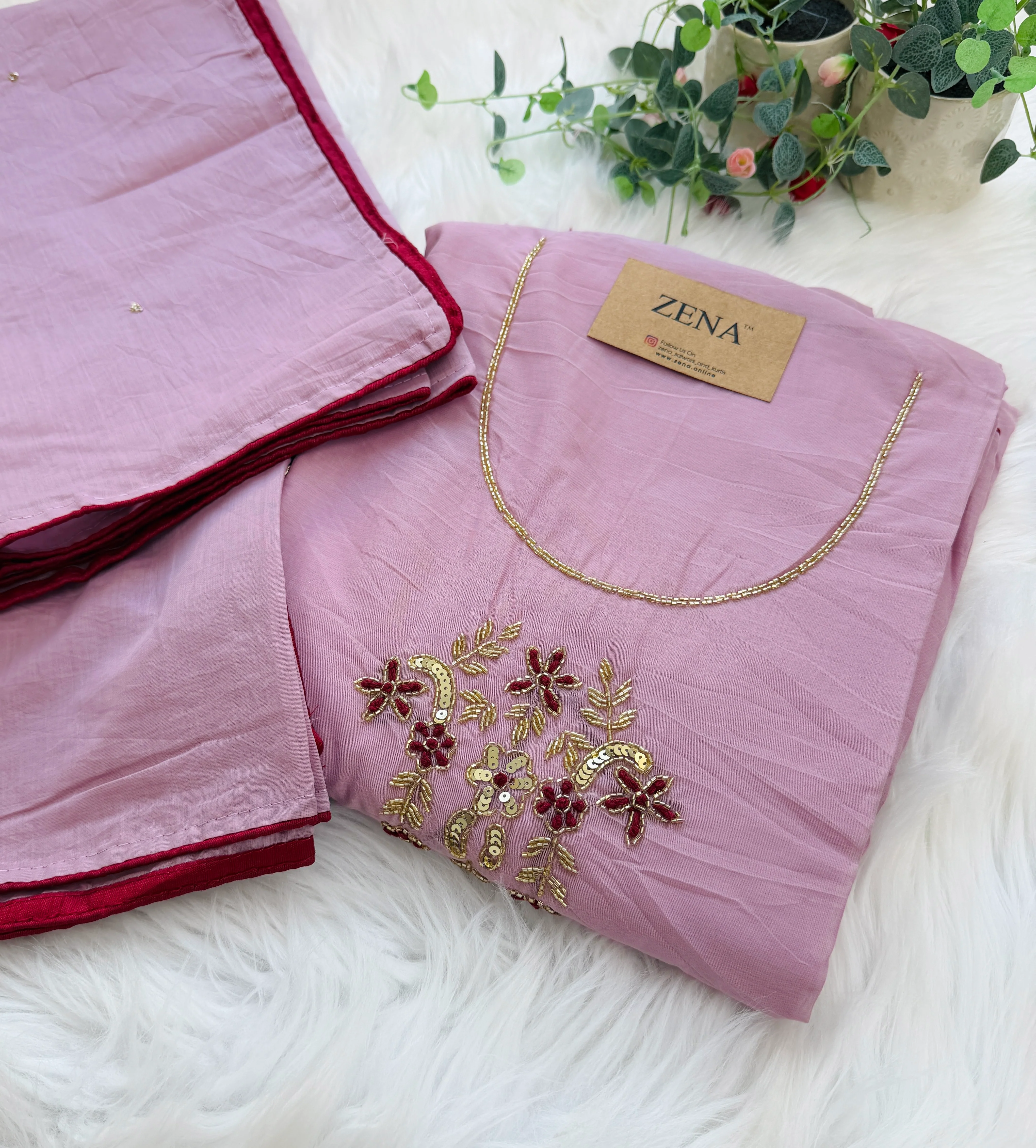 ✨ Mul Chanderi Handwork Unstitched Suit ✨