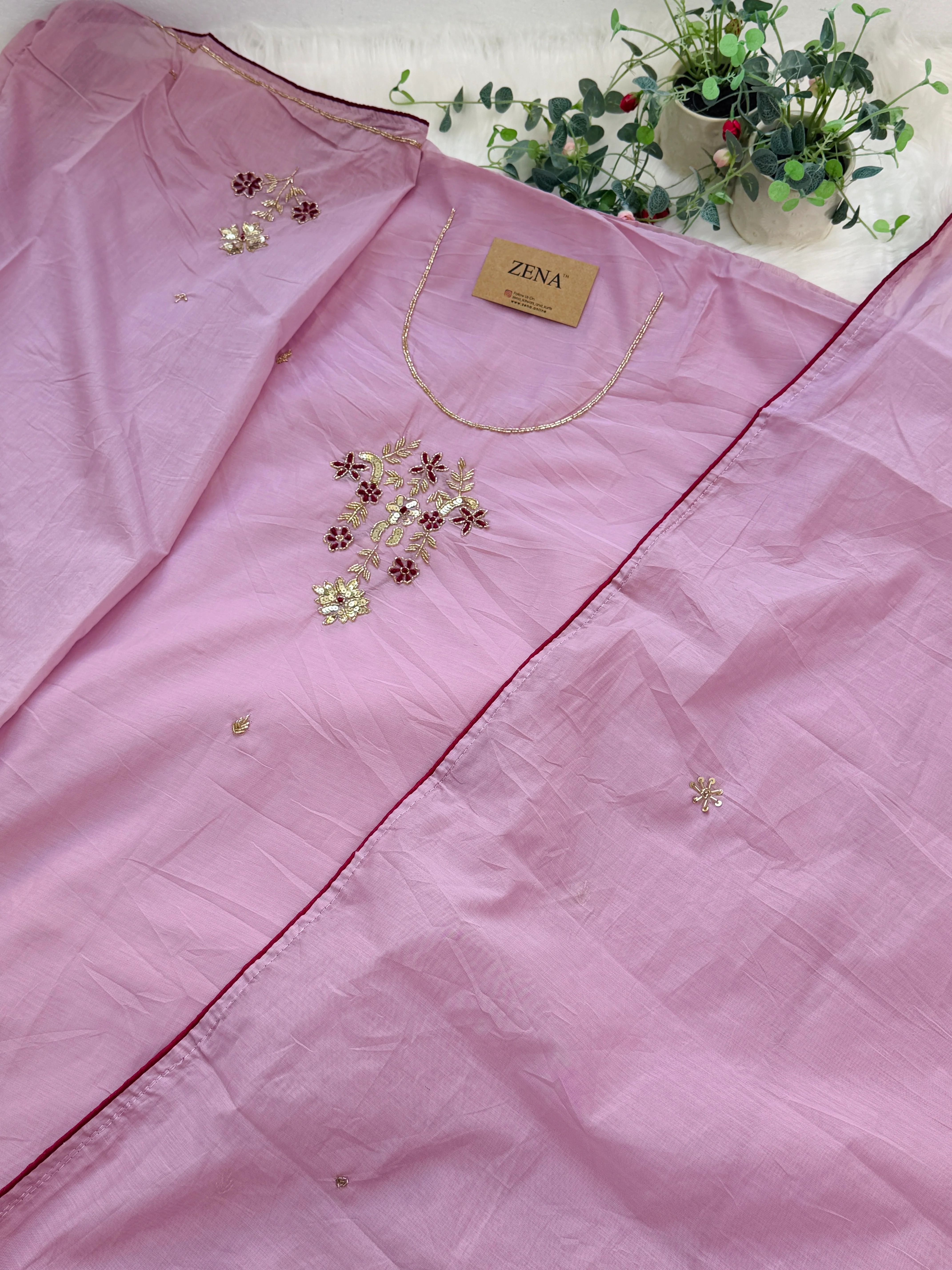 ✨ Mul Chanderi Handwork Unstitched Suit ✨ - Image 4