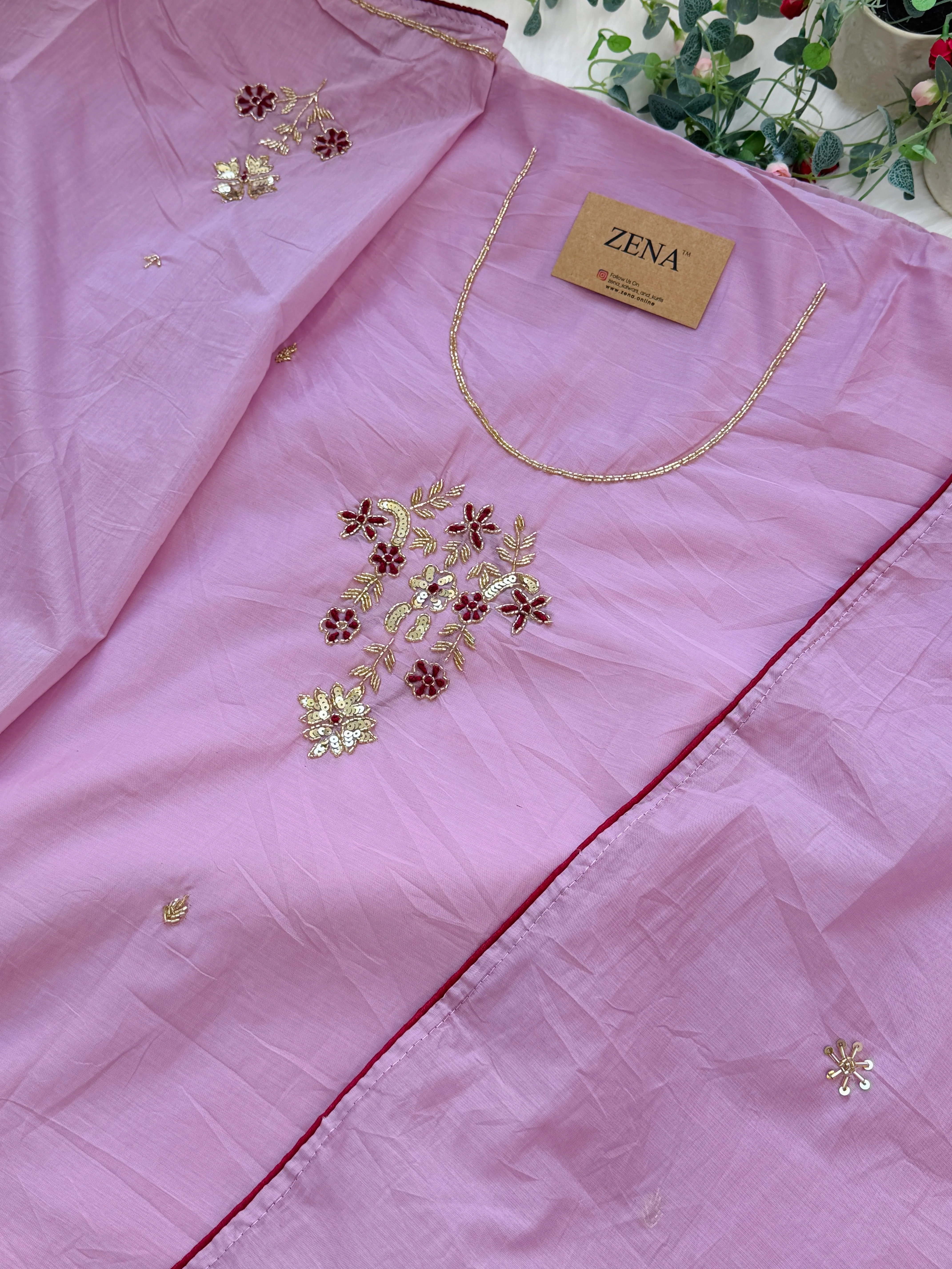✨ Mul Chanderi Handwork Unstitched Suit ✨ - Image 5