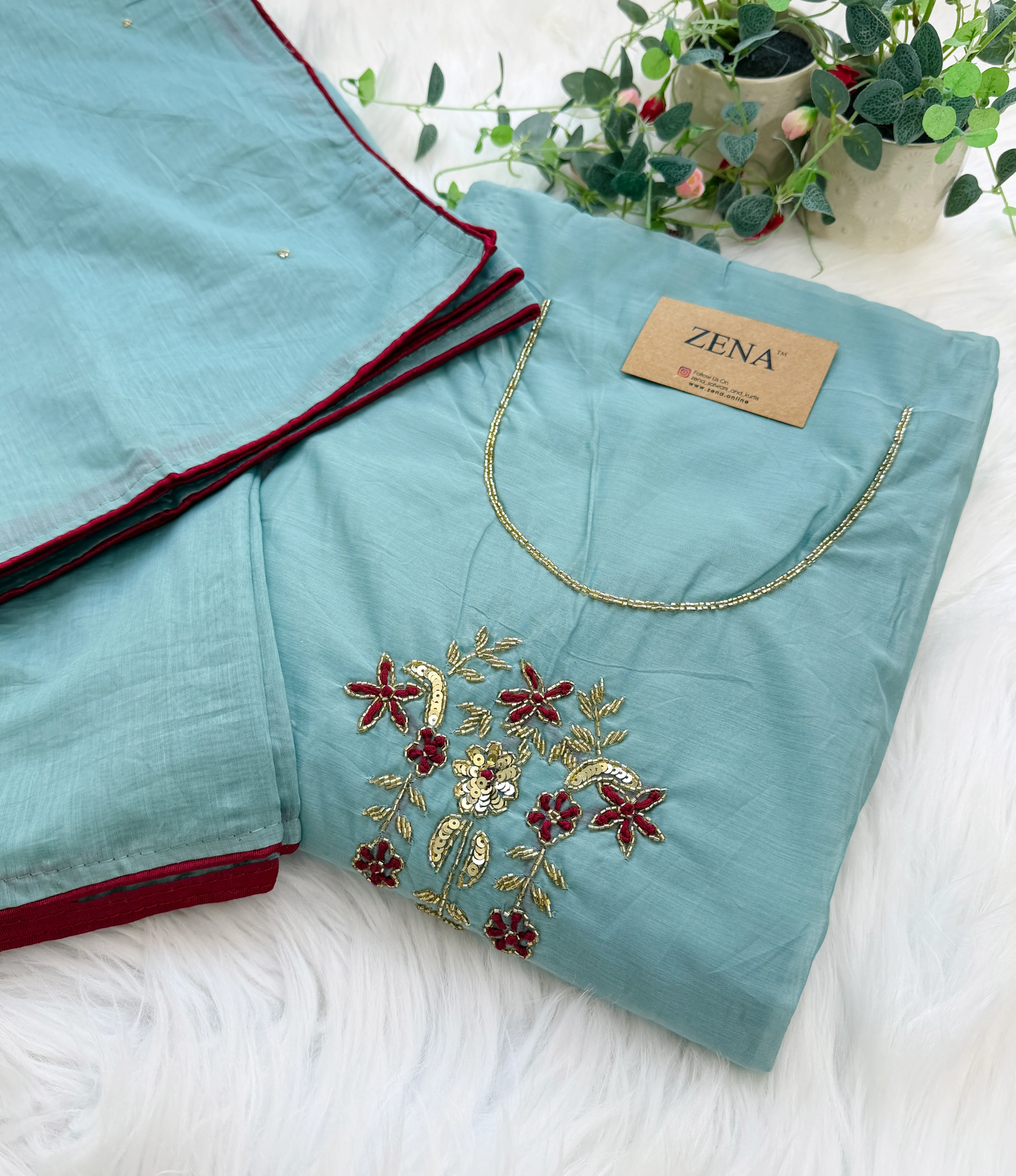 ✨ Mul Chanderi Handwork Unstitched Suit ✨