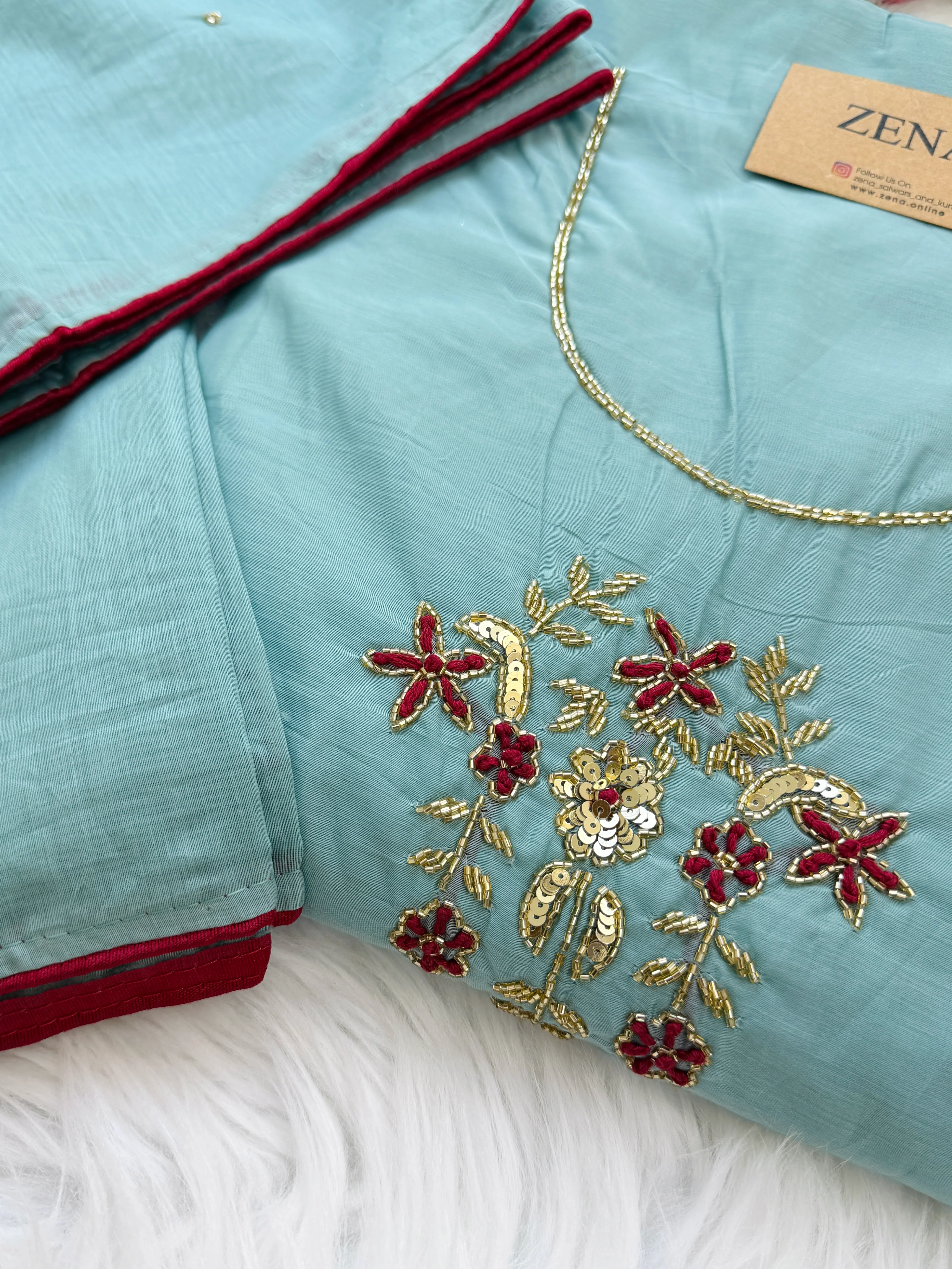✨ Mul Chanderi Handwork Unstitched Suit ✨ - Image 3