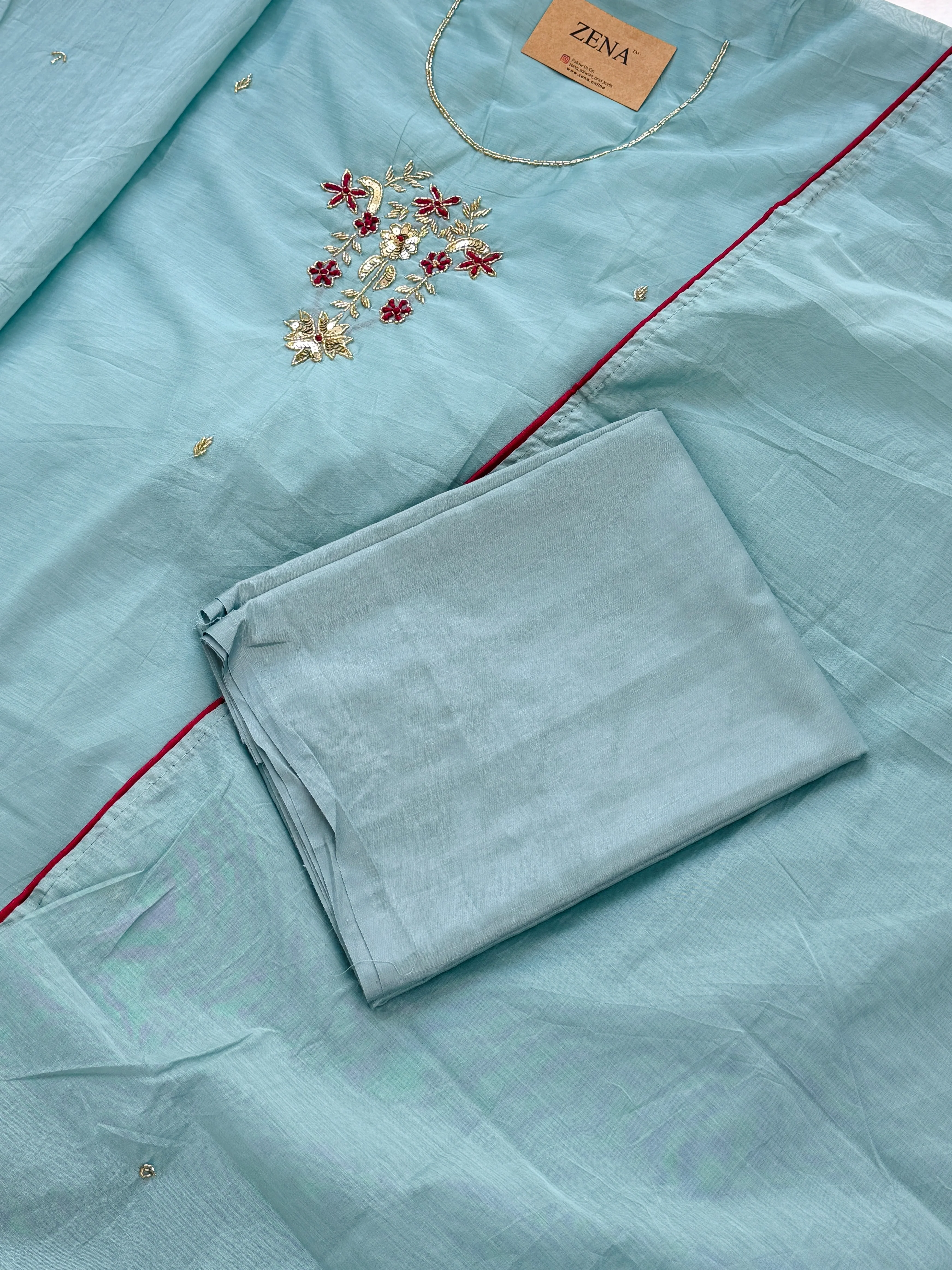 ✨ Mul Chanderi Handwork Unstitched Suit ✨ - Image 4
