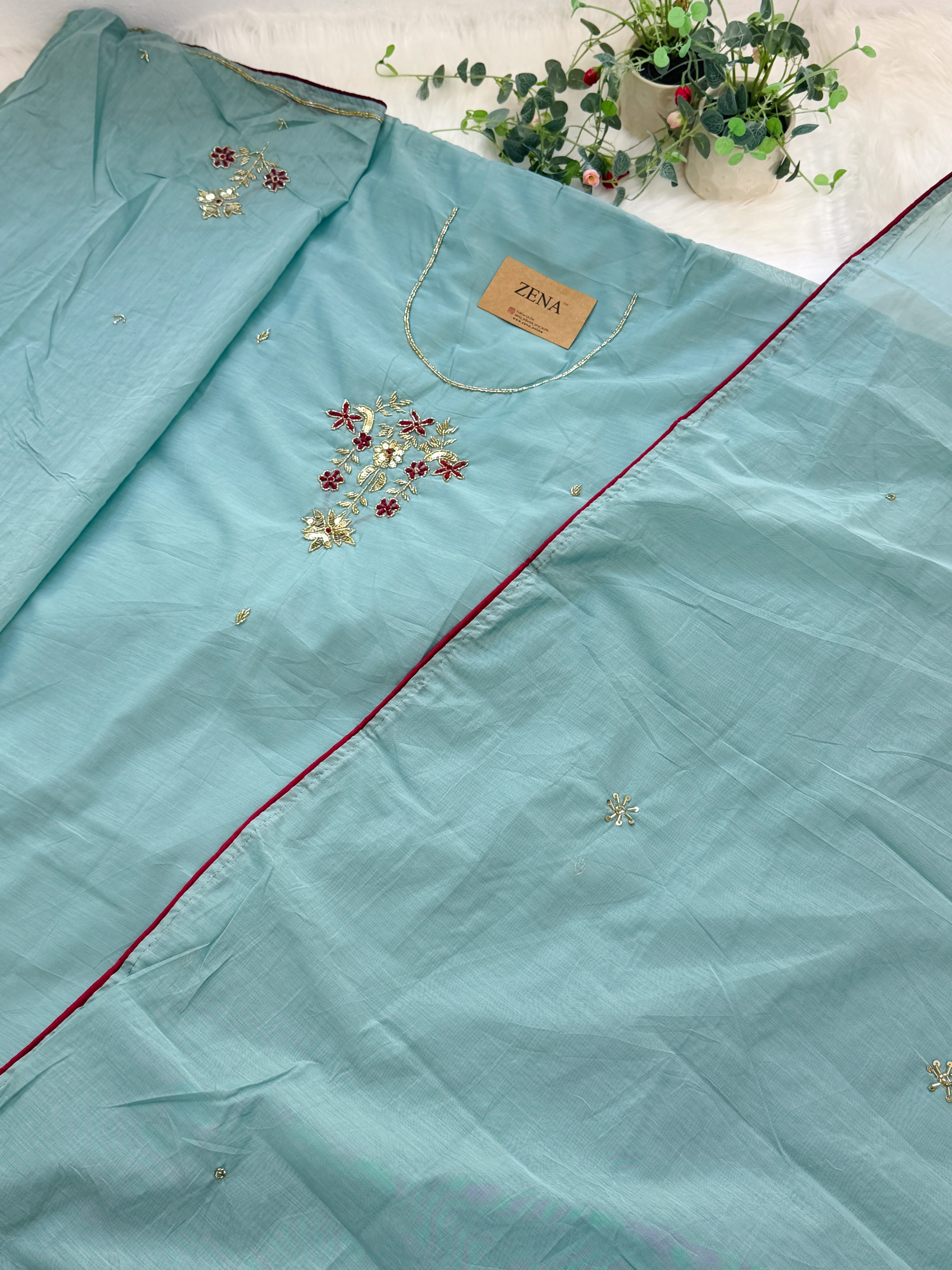 ✨ Mul Chanderi Handwork Unstitched Suit ✨ - Image 5