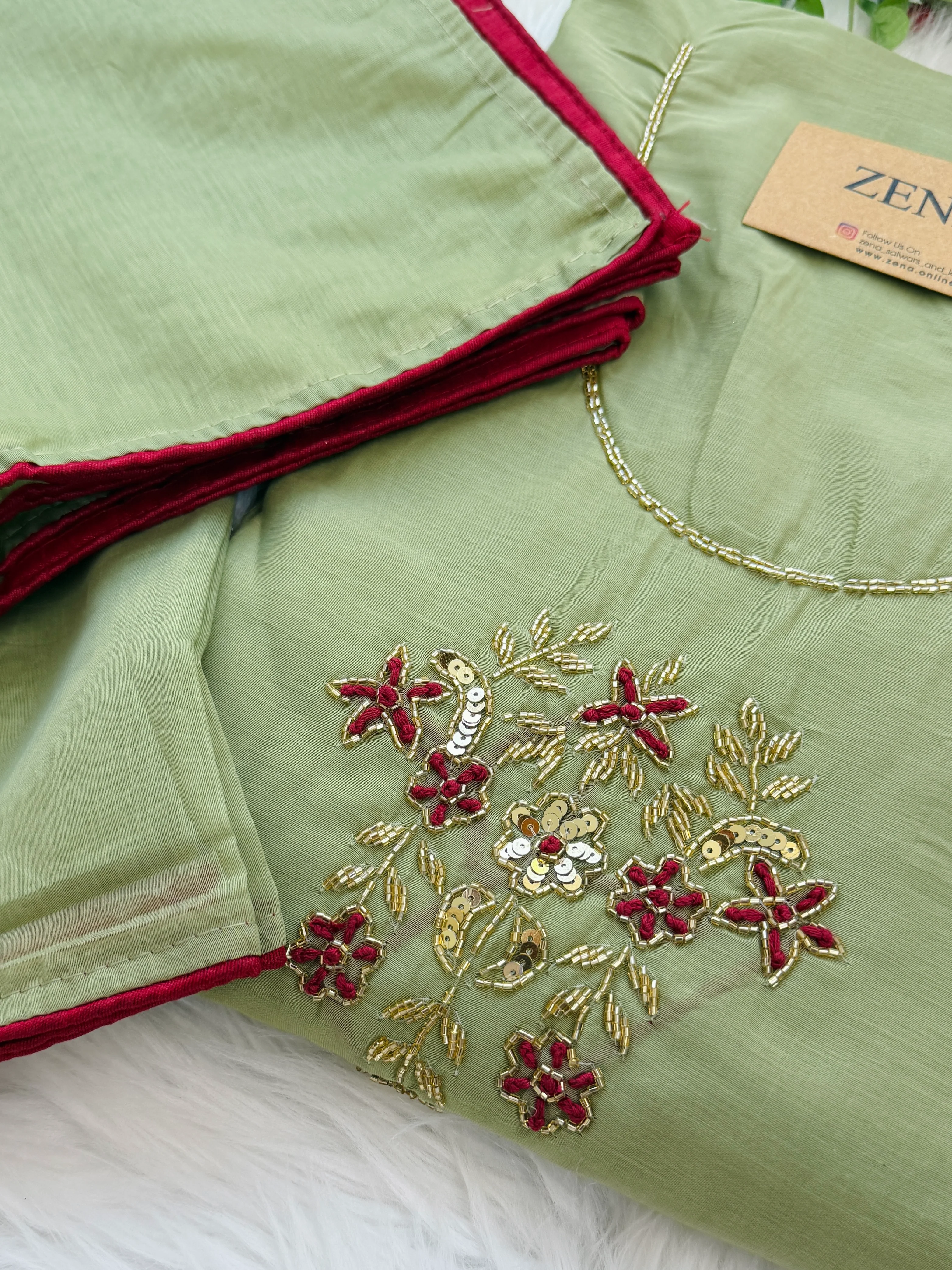 ✨ Mul Chanderi Handwork Unstitched Suit ✨ - Image 3