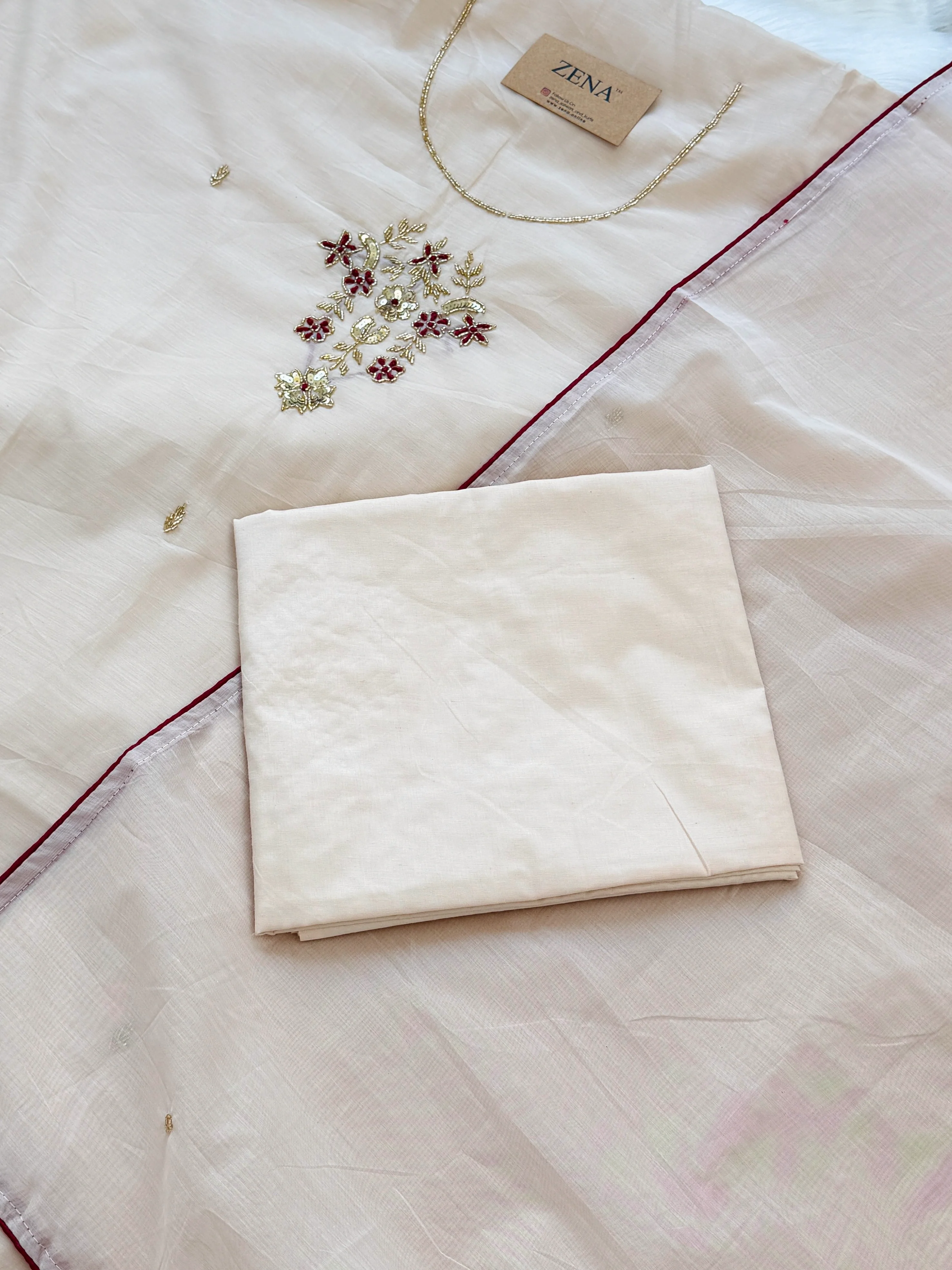 ✨ Mul Chanderi Handwork Unstitched Suit ✨ - Image 4