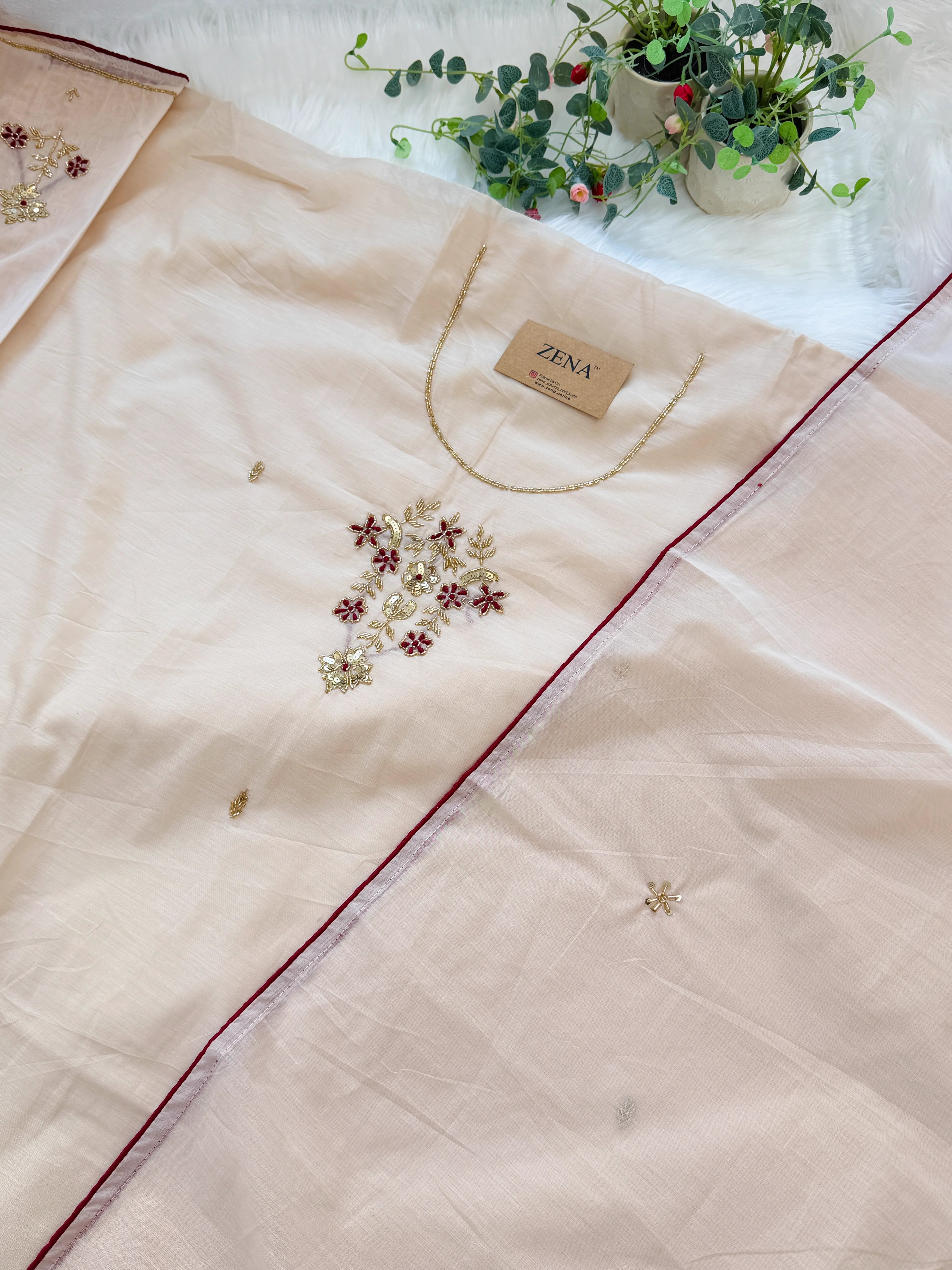 ✨ Mul Chanderi Handwork Unstitched Suit ✨ - Image 5