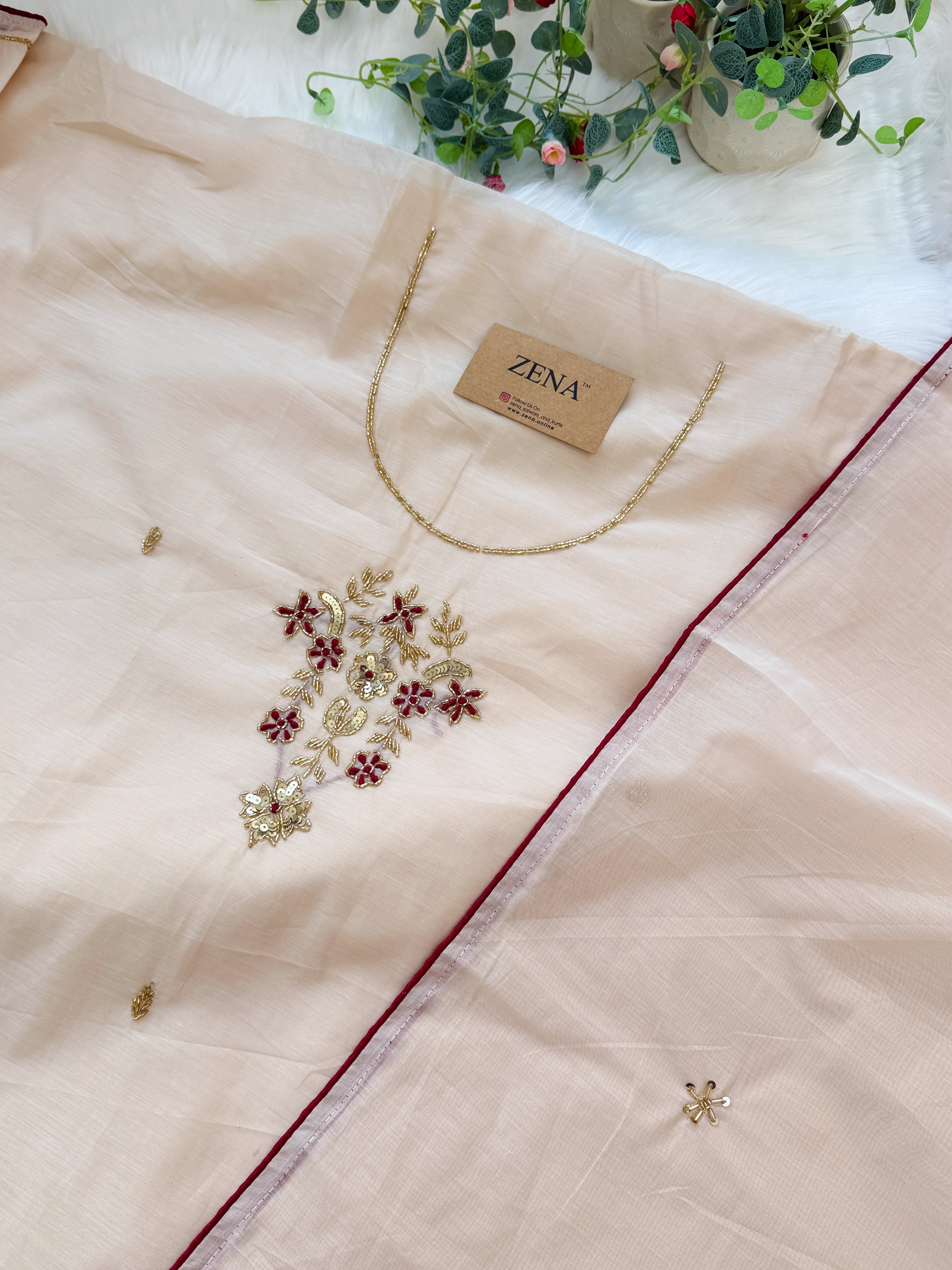 ✨ Mul Chanderi Handwork Unstitched Suit ✨ - Image 6