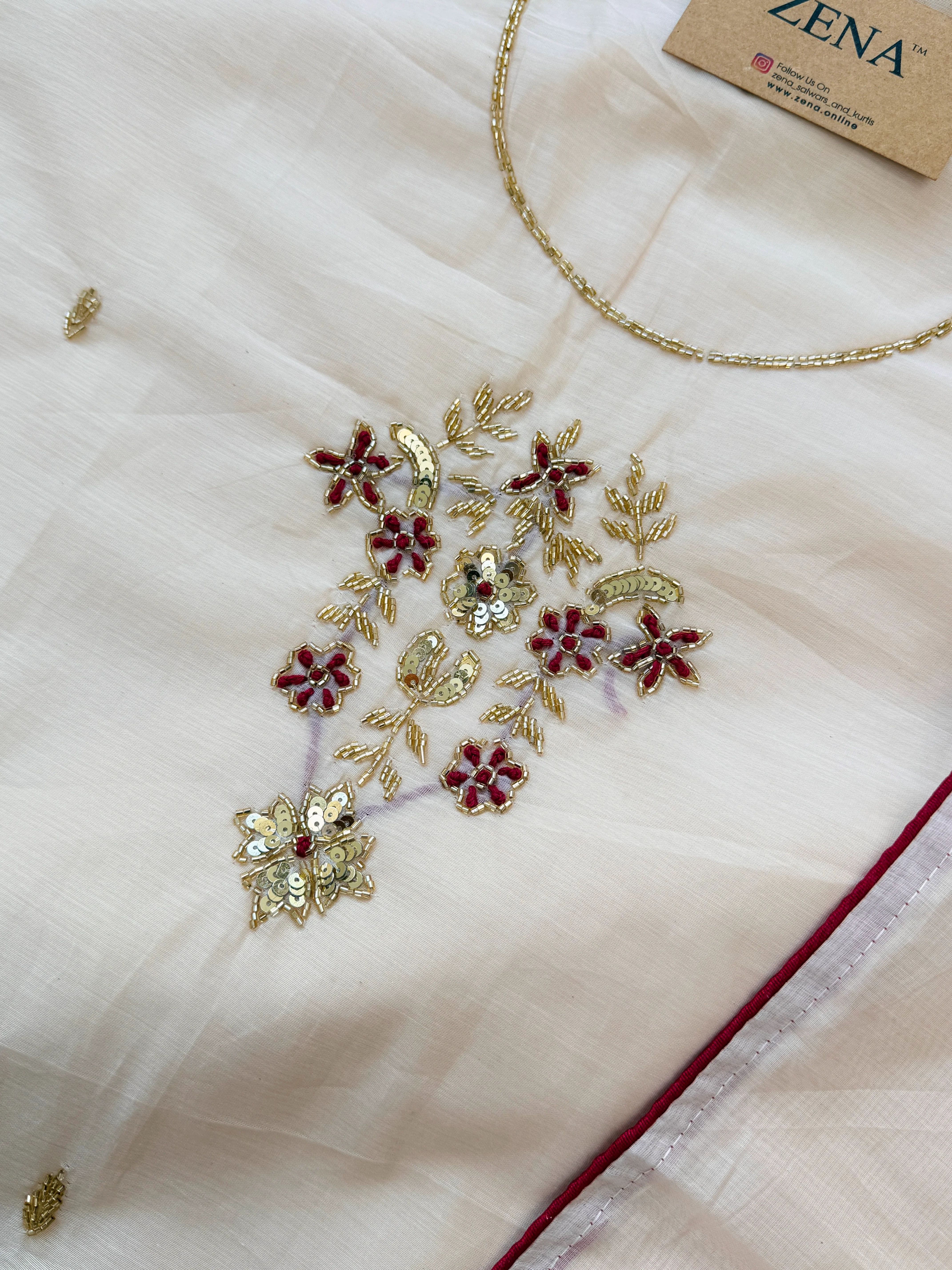 ✨ Mul Chanderi Handwork Unstitched Suit ✨ - Image 7