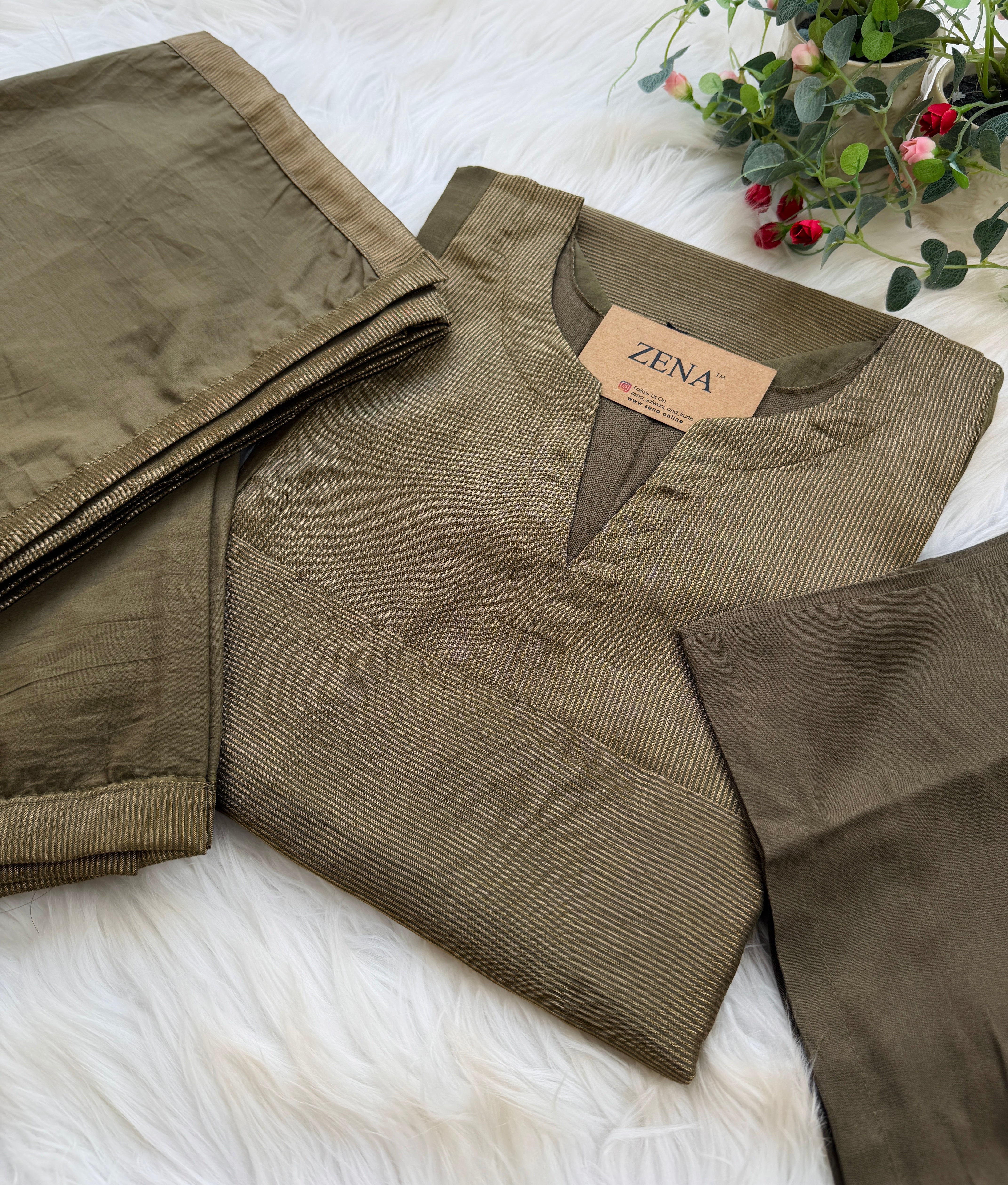✨ Mul Chanderi Striped Kurti Set ✨