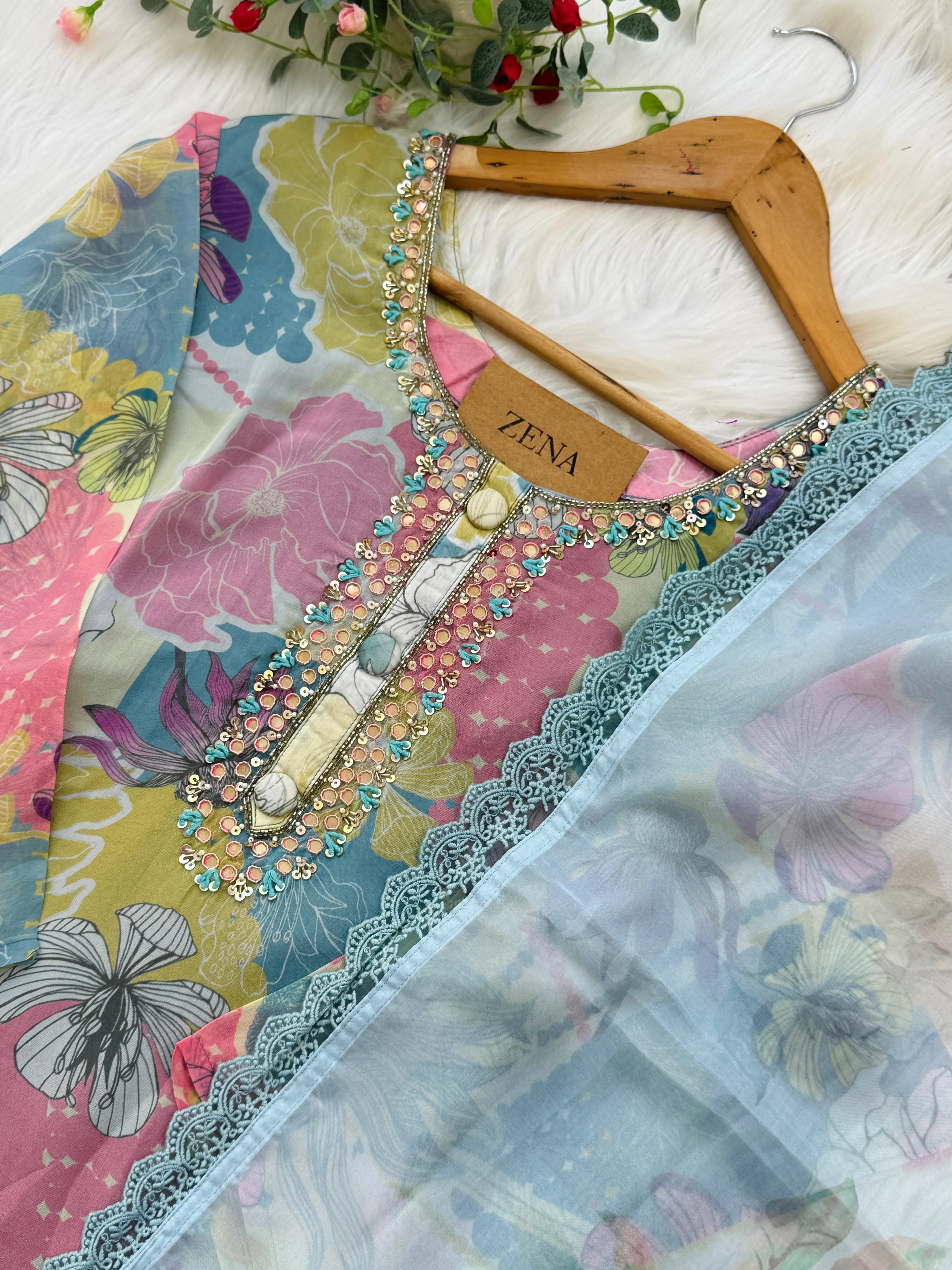 β¨ Organza Hand Detailed Kurti Set β¨ - Image 5