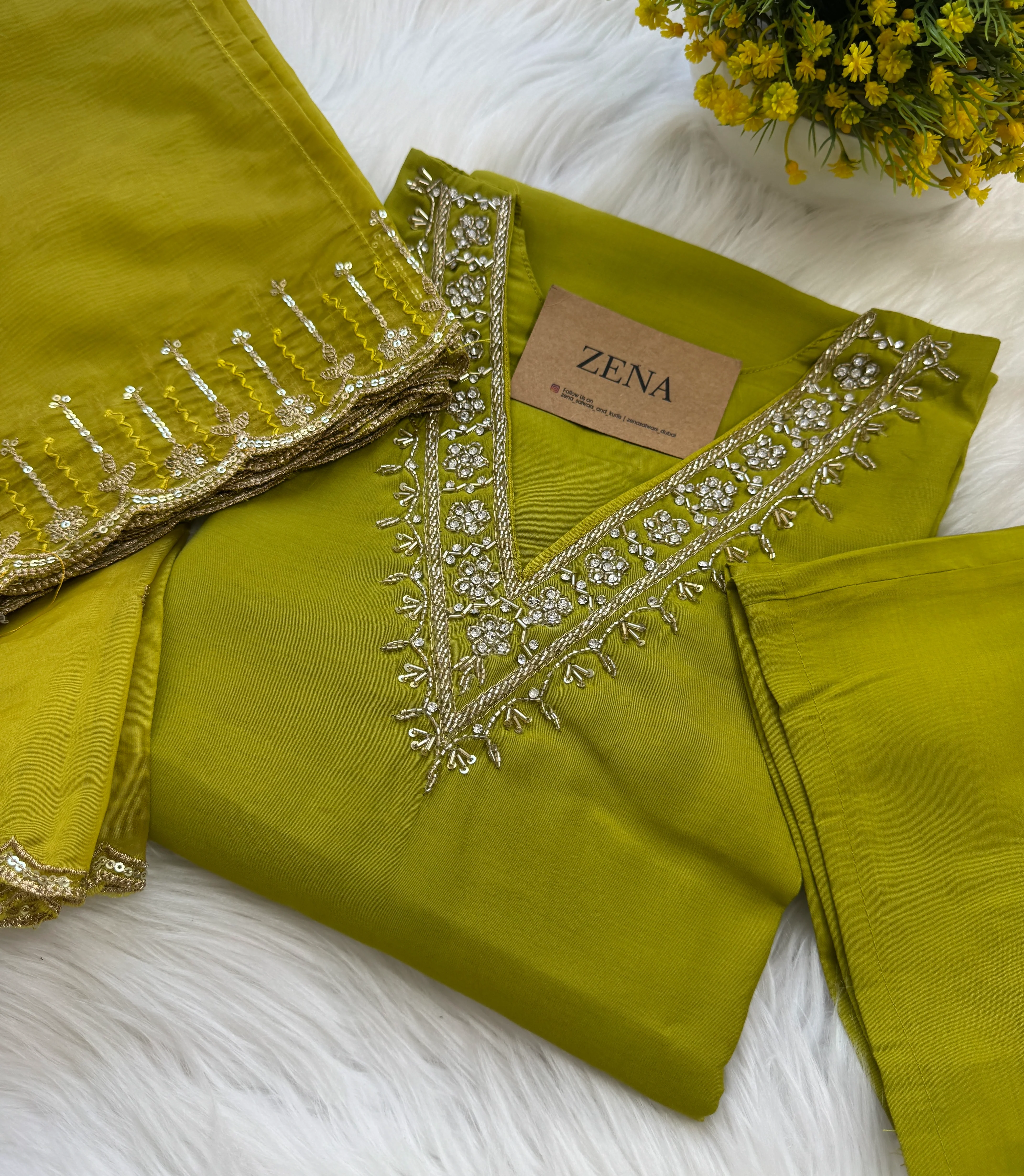 β¨ Organza Handwork Party Wear Kurti Set β¨