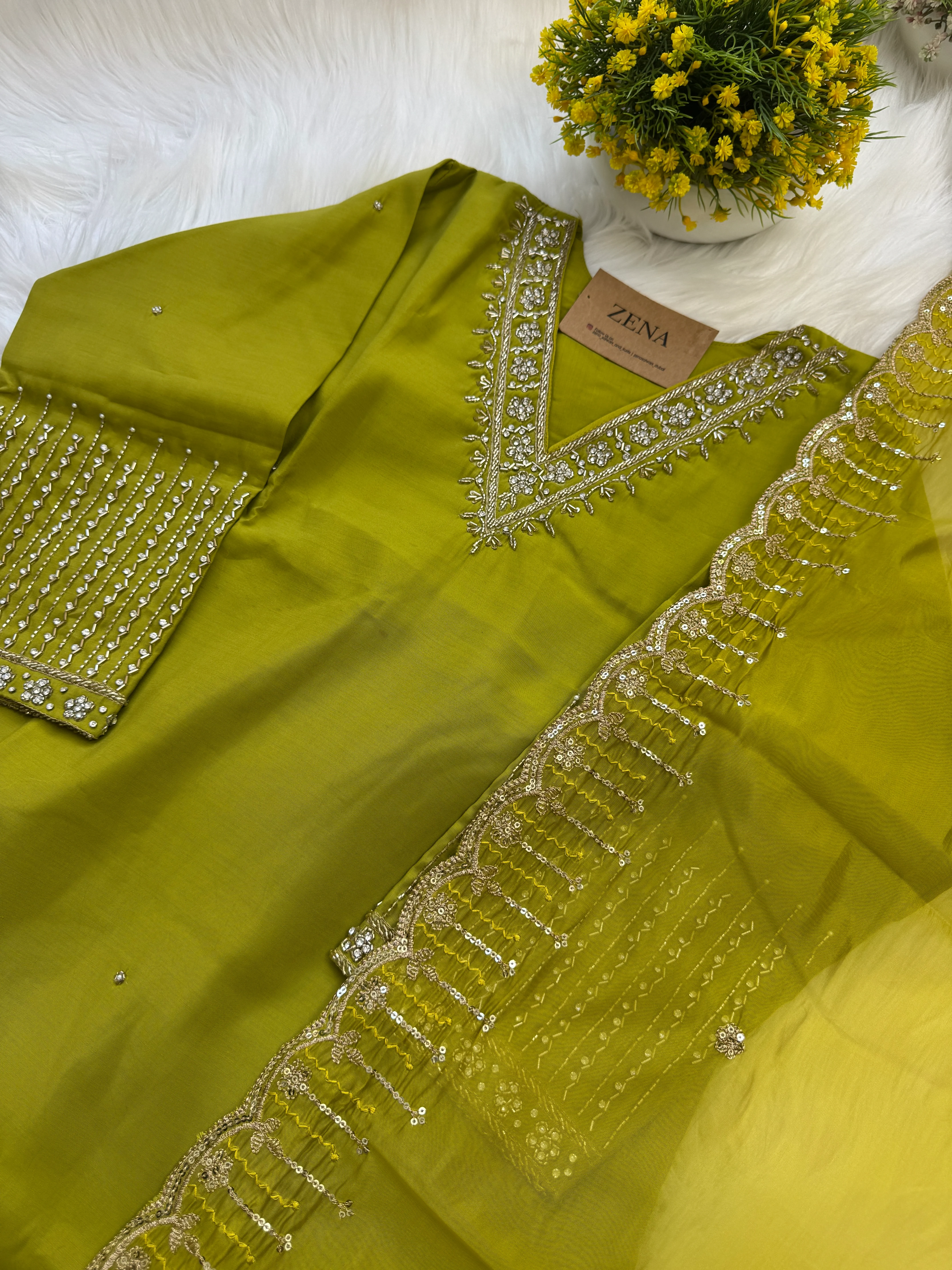 β¨ Organza Handwork Party Wear Kurti Set β¨ - Image 3