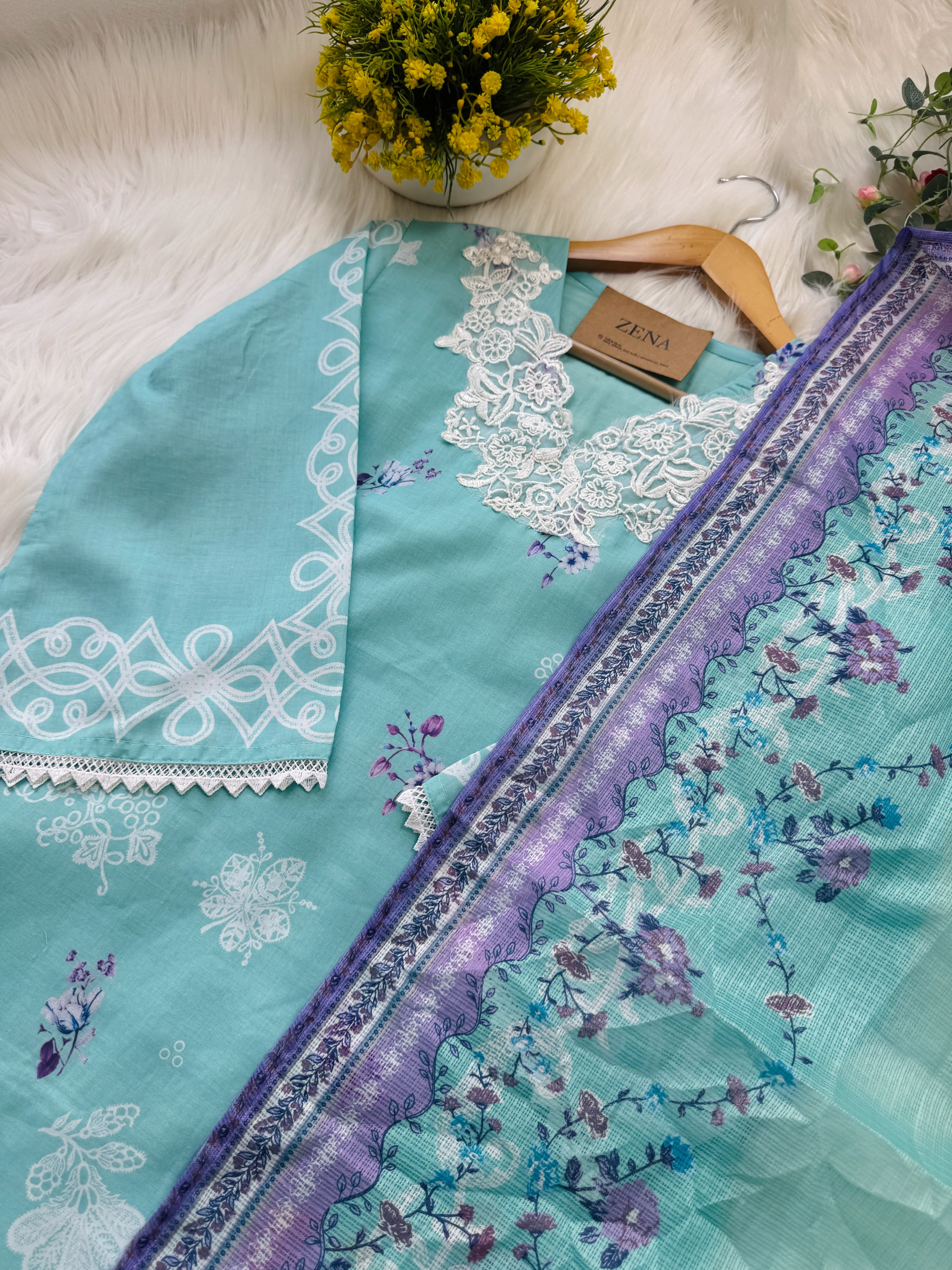 ✨ Pakistani Embroidered Cotton Kurti Set ✨ - Image 5